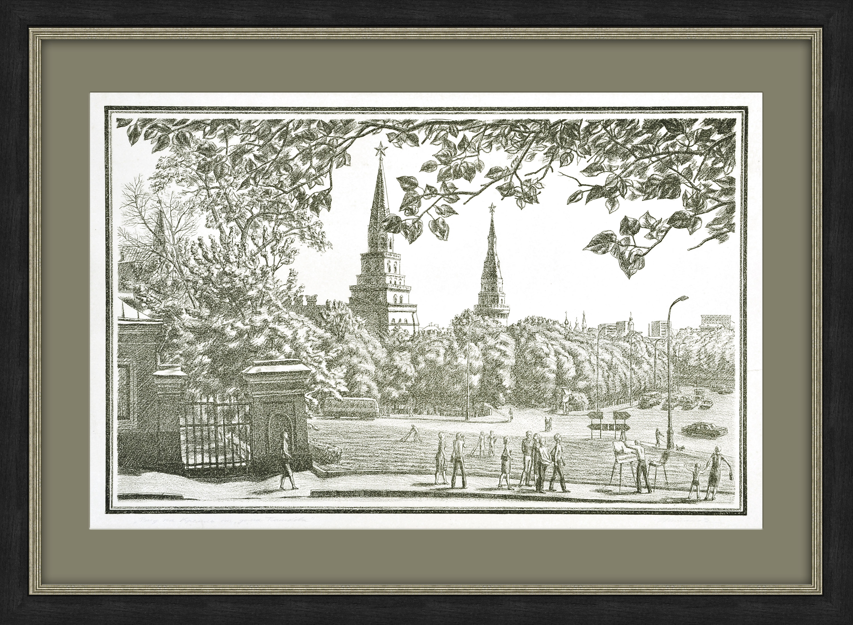 Вид на Кремль от дома Пашкова. Авторская литография в раме Вид на Кремль от дома Пашкова. Авторская литография в раме