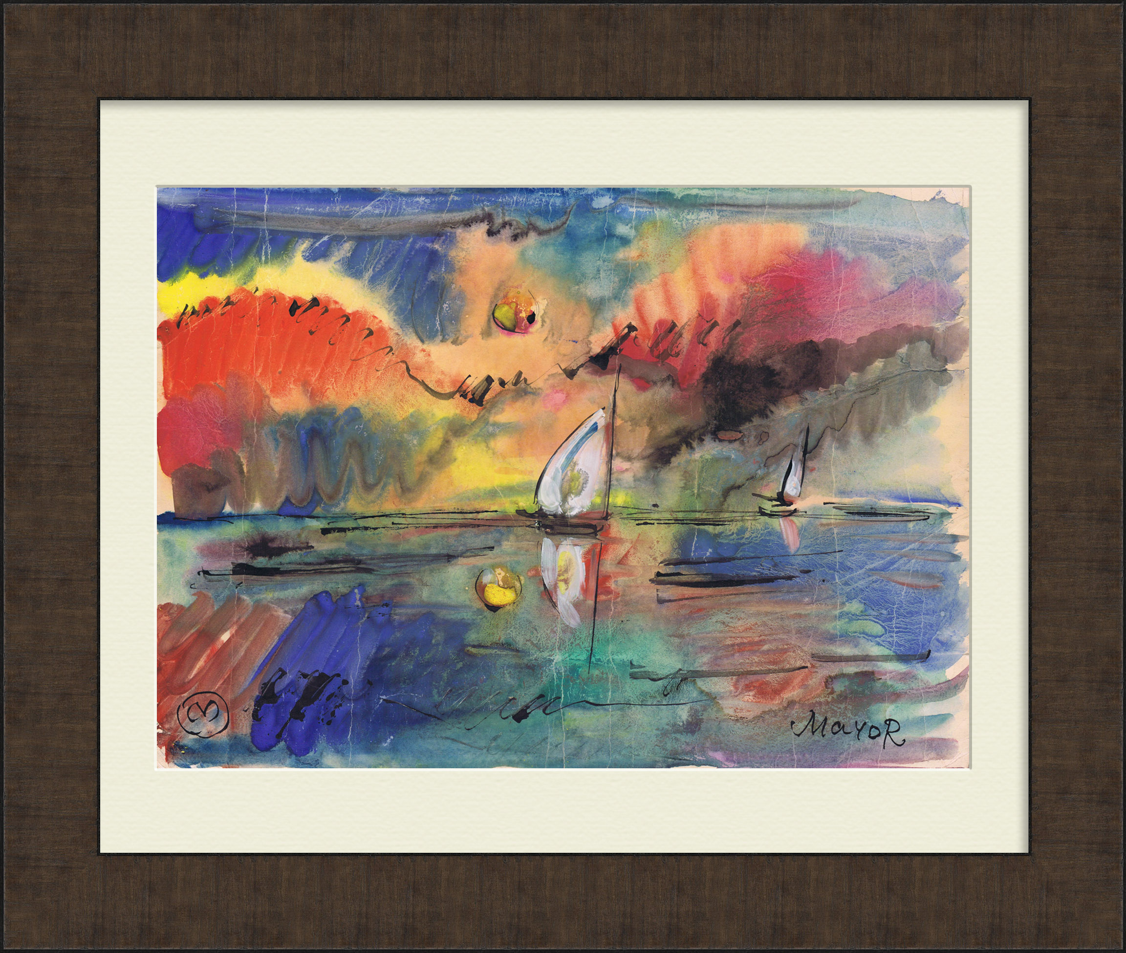 Парусник в море на закате. Графика И.Е. Майорова Парусник в море на закате. Графика И.Е. Майорова