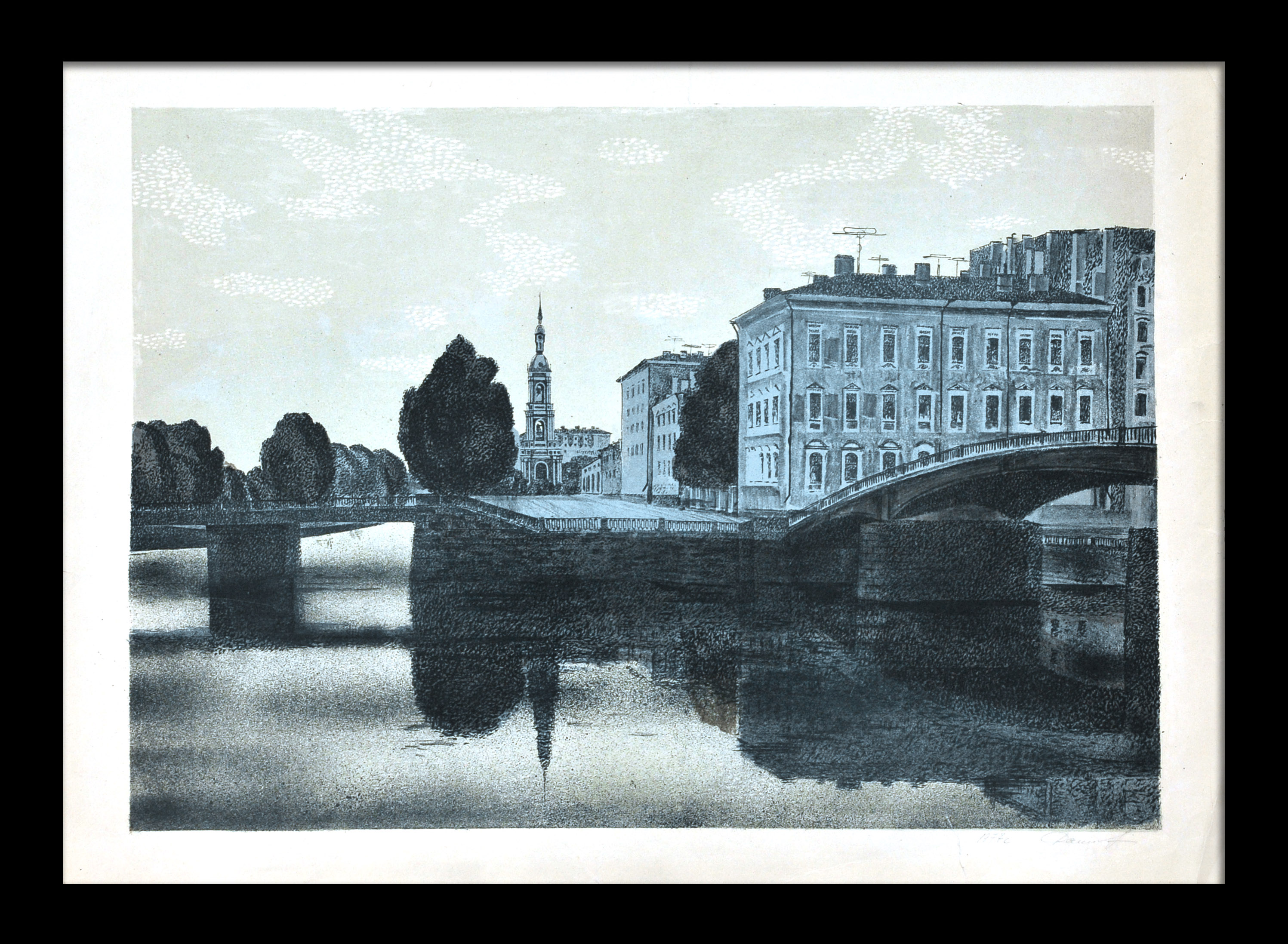 Белая ночь. Крюков канал, Санкт-Петербург. Большая, авторская гравюра Белая ночь. Крюков канал, Санкт-Петербург. Большая, авторская гравюра