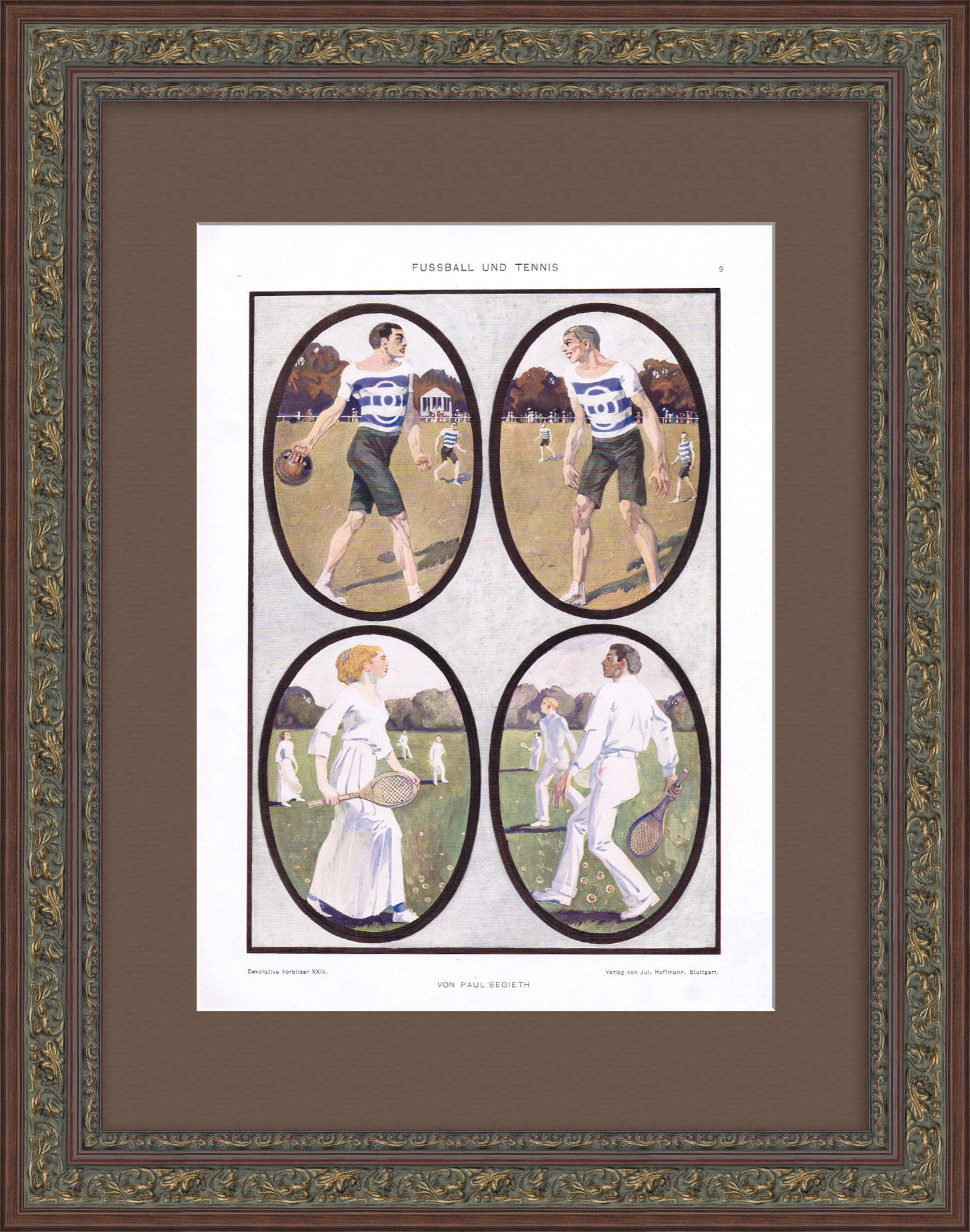 Футбол и большой теннис, эпоха модерна. Старинная графика Футбол и большой теннис, эпоха модерна. Старинная графика