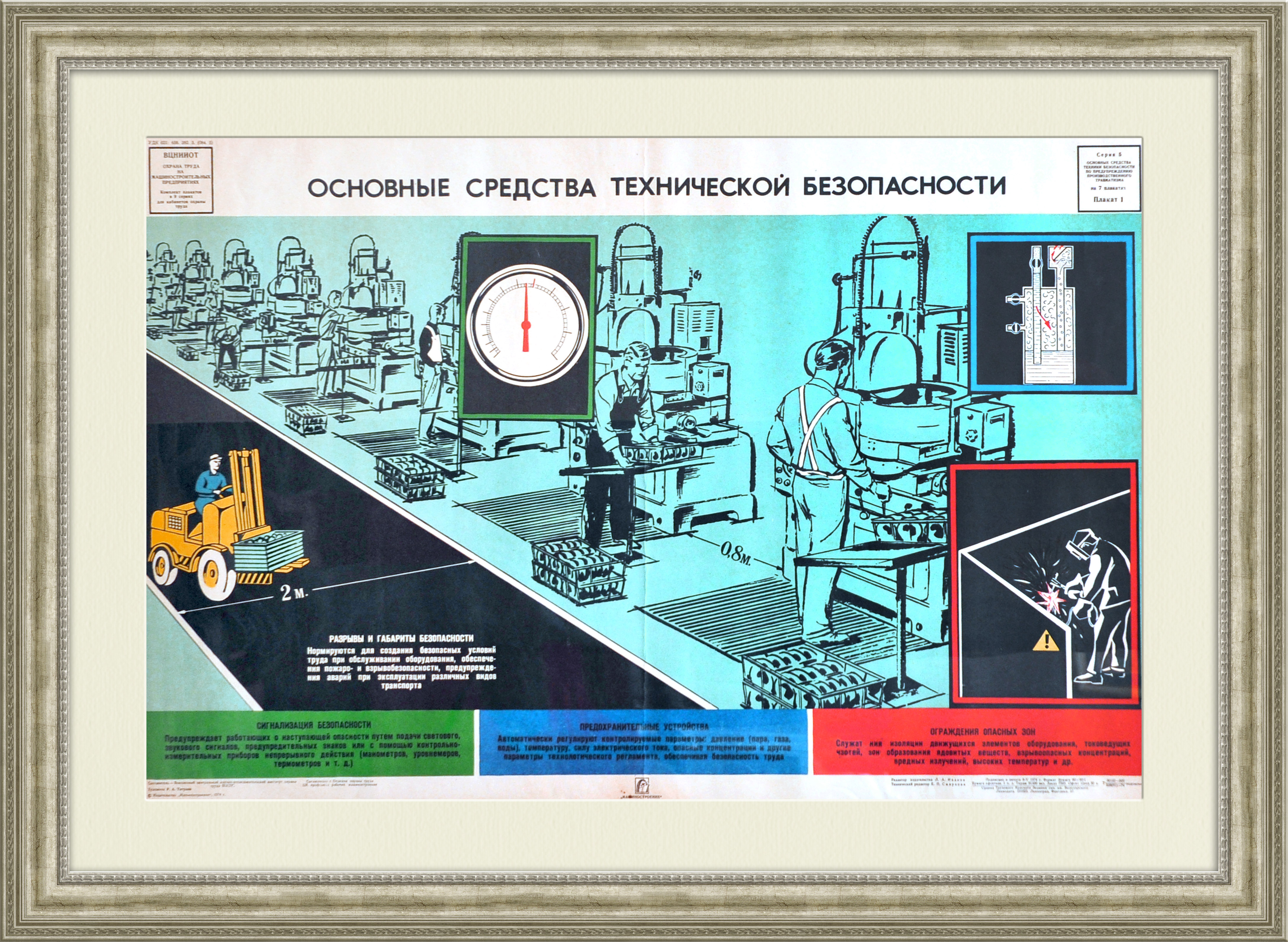 Техническая безопасность на машиностроительных предприятиях. Советский большой плакат Техническая безопасность на машиностроительных предприятиях. Советский большой плакат