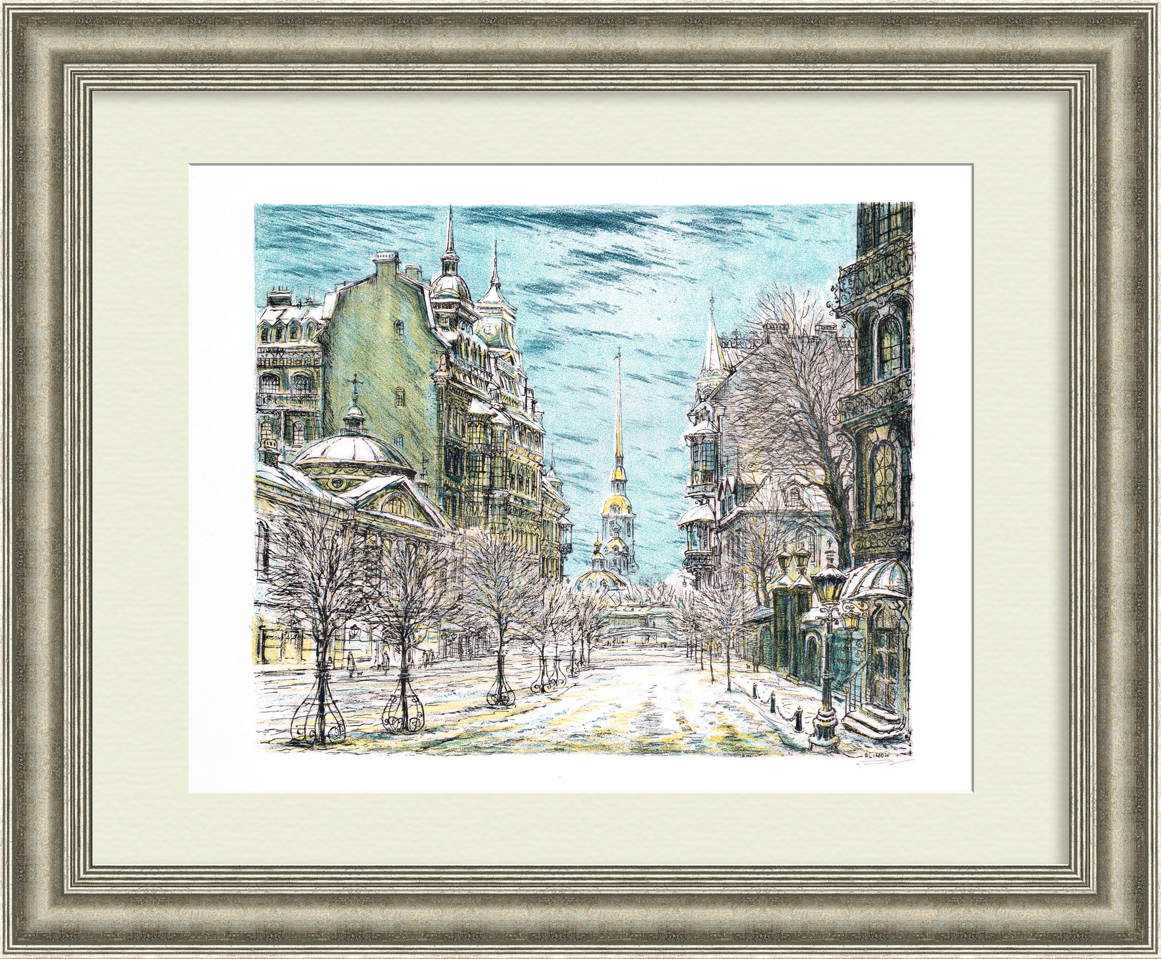 Зима в Санкт-Петербурге. Авторская гравюра Зима в Санкт-Петербурге. Авторская гравюра