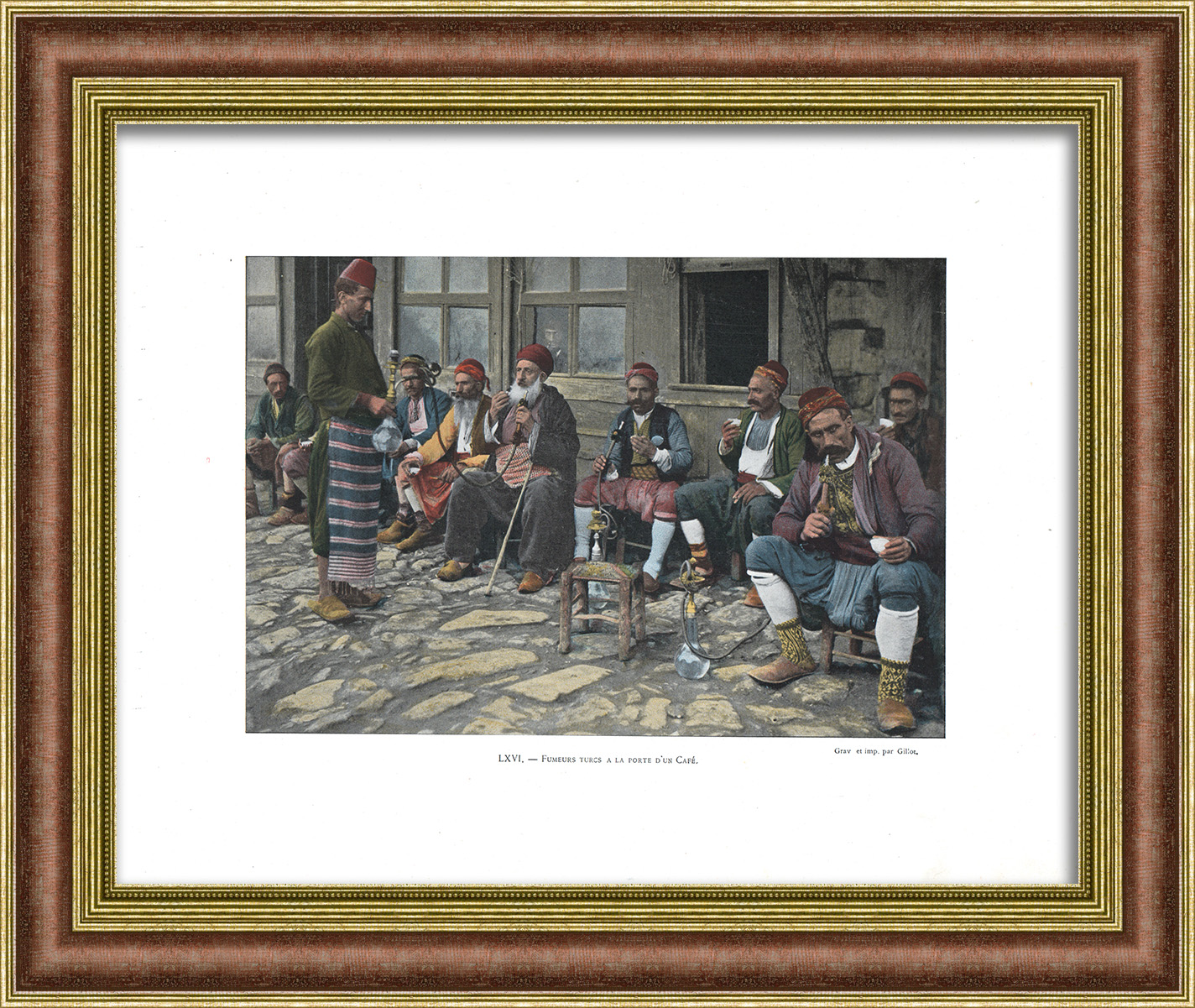 Курение кальяна в кафе. Старинная, редкая фототипия Курение кальяна в кафе. Старинная, редкая фототипия