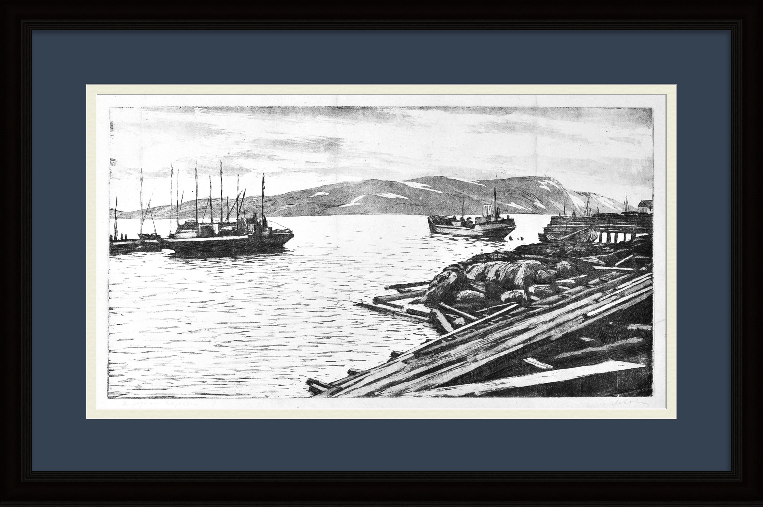 К родным берегам, Карелия. Старинная, авторская гравюра К родным берегам, Карелия. Старинная, авторская гравюра