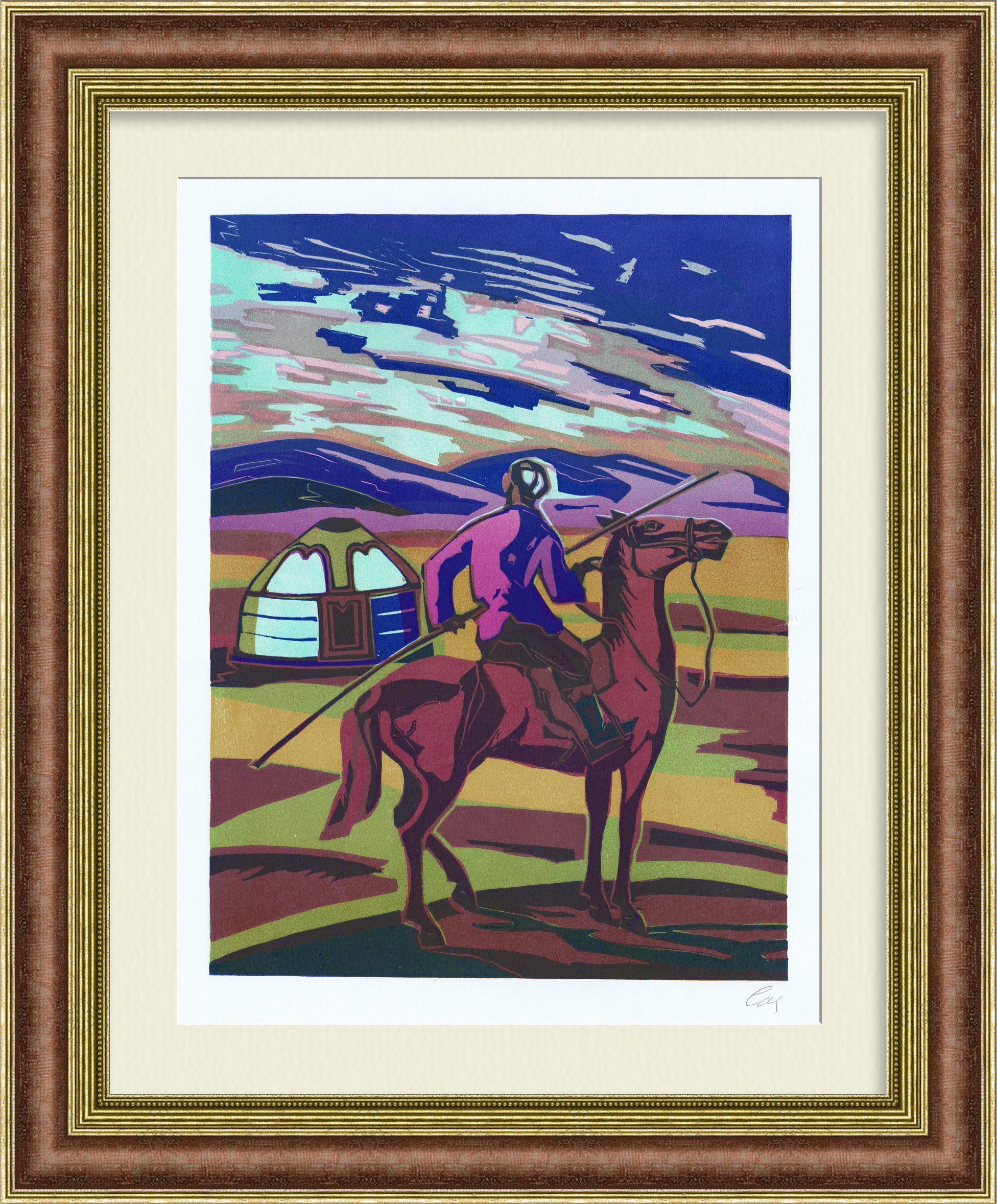 Просторы Киргизии. Авторская линогравюра Просторы Киргизии. Авторская линогравюра