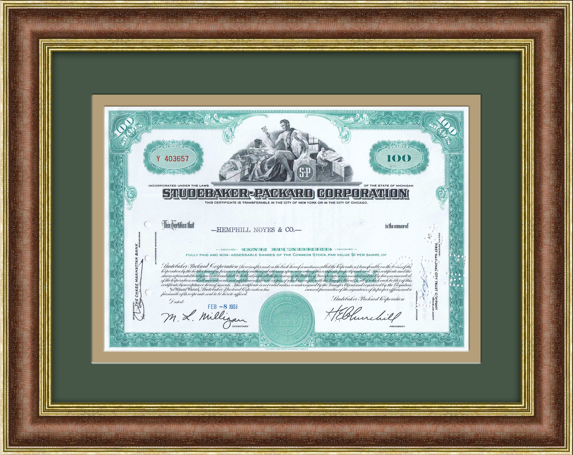 Акция автомобильной компании Studebaker-Packard Corporation 1961 года Акция автомобильной компании Studebaker-Packard Corporation 1961 года