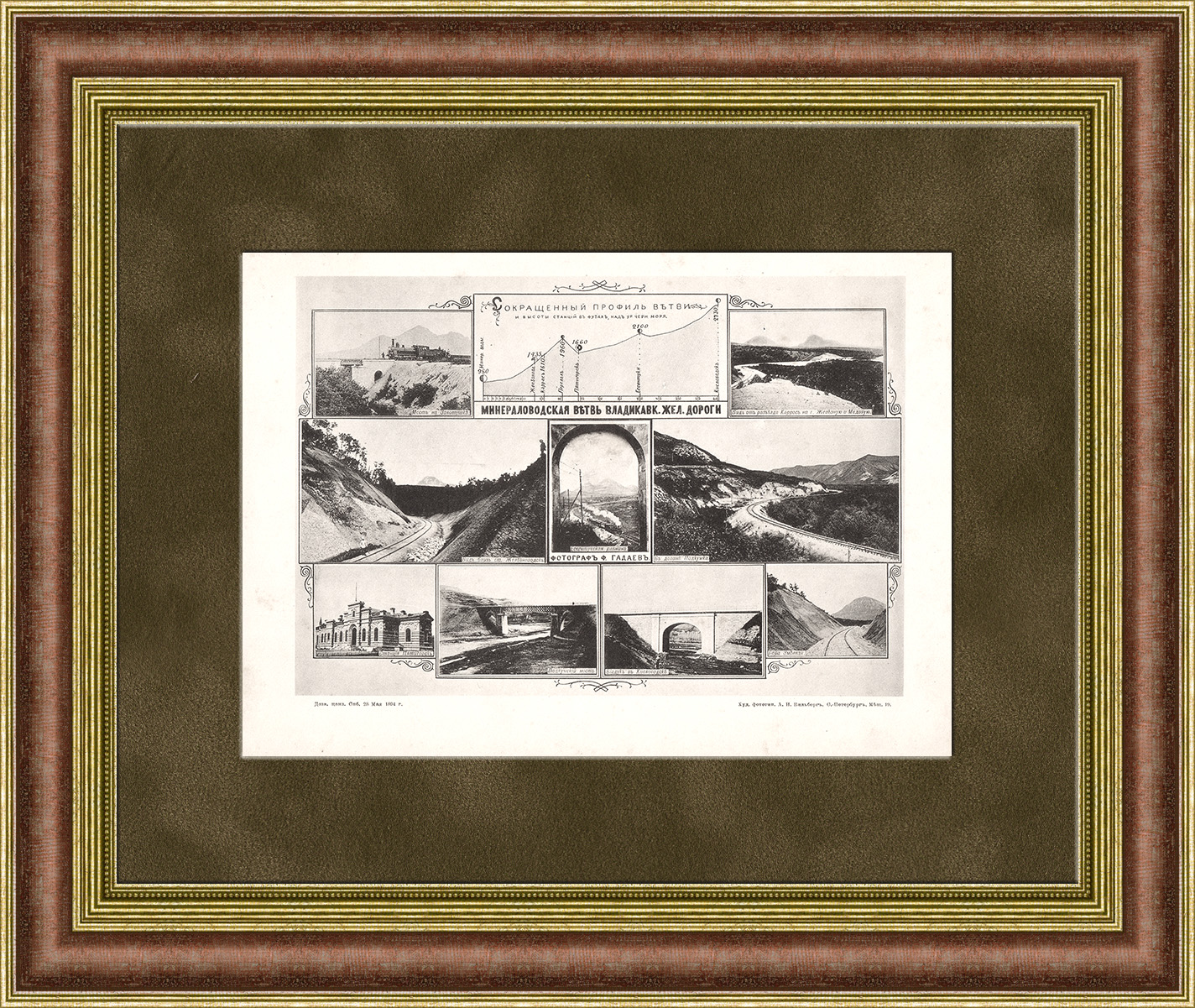 Виды железной дороги Владикавказа. Антикварная фототипия Виды железной дороги Владикавказа. Антикварная фототипия