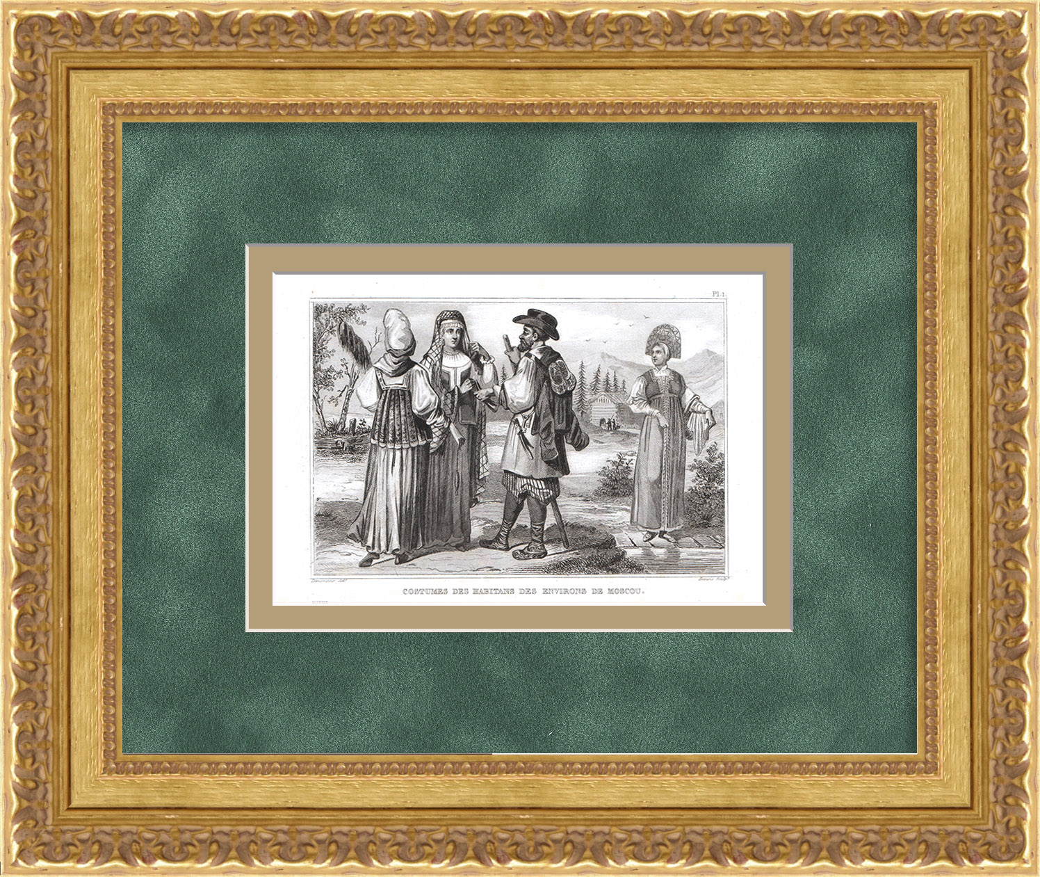 Жители Подмосковья. Старинная гравюра Жители Подмосковья. Старинная гравюра