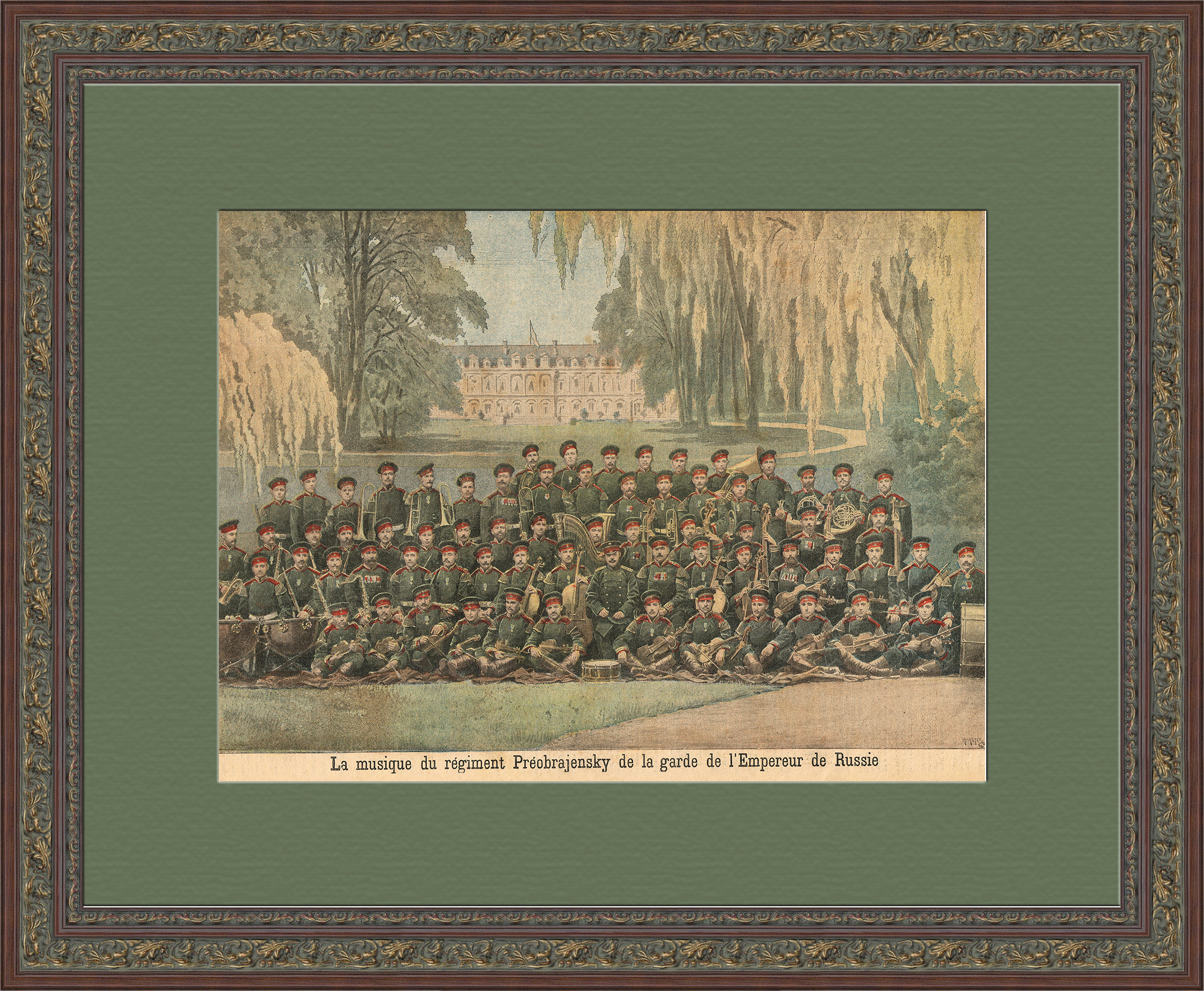 Музыканты Преображенского полка Российской империи. Старинная литография Музыканты Преображенского полка Российской империи. Старинная литография