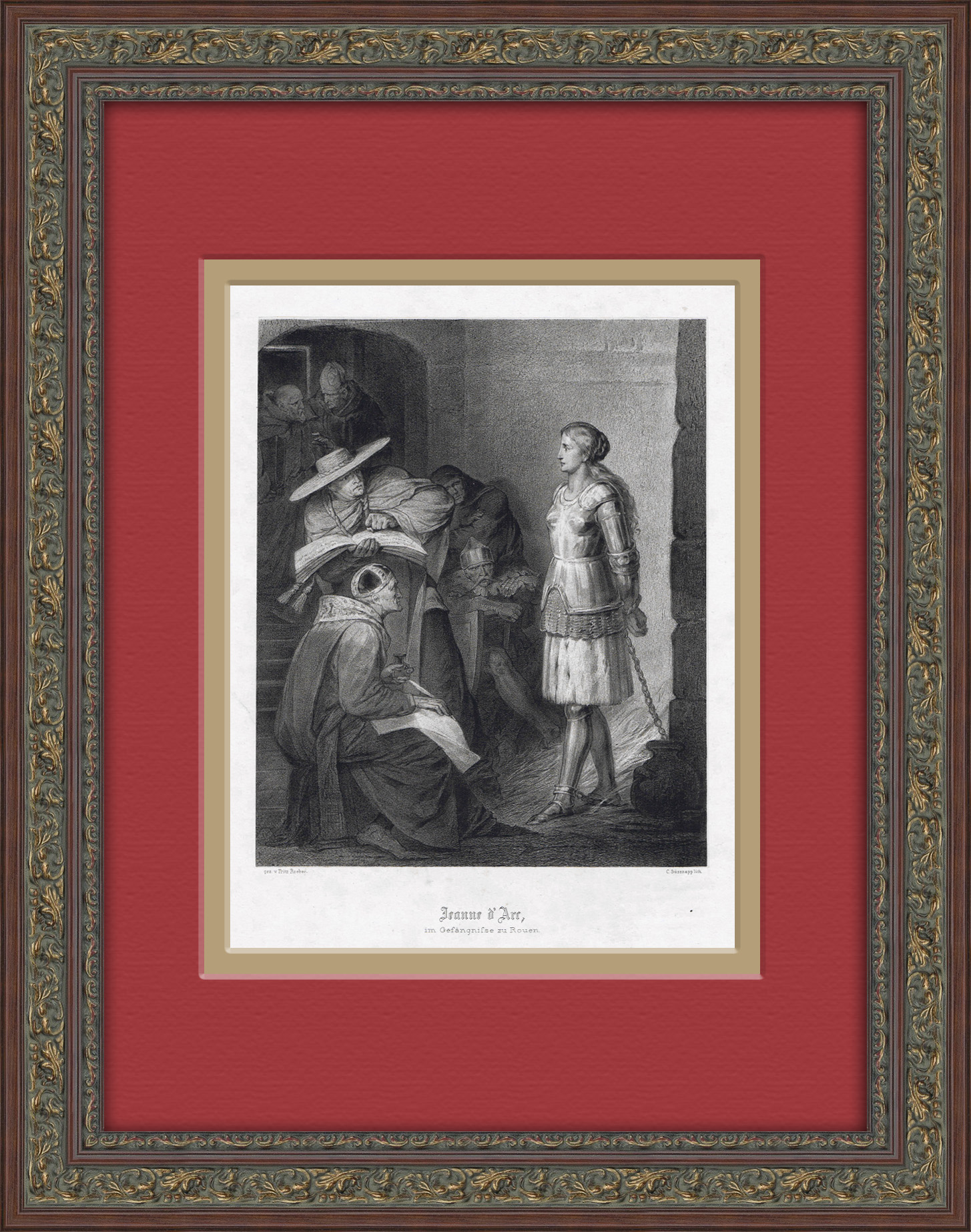 Жанна д’Арк, Орлеанская дева. Антикварная литография Жанна д’Арк, Орлеанская дева. Антикварная литография