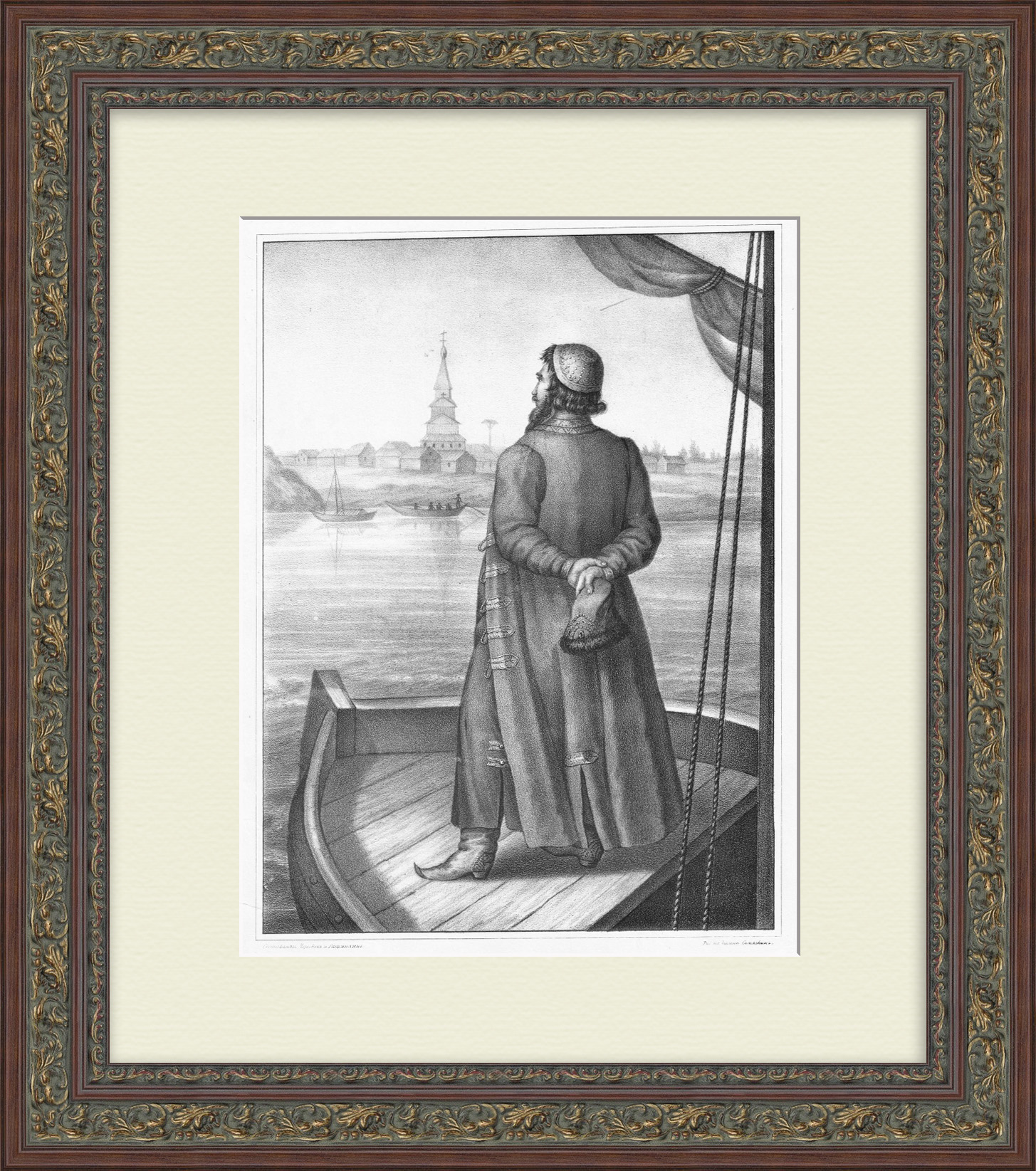 Патриаршее село Медное, близ Твери, в 17 веке. Купец. Старинная гравюра Патриаршее село Медное, близ Твери, в 17 веке. Купец. Старинная гравюра