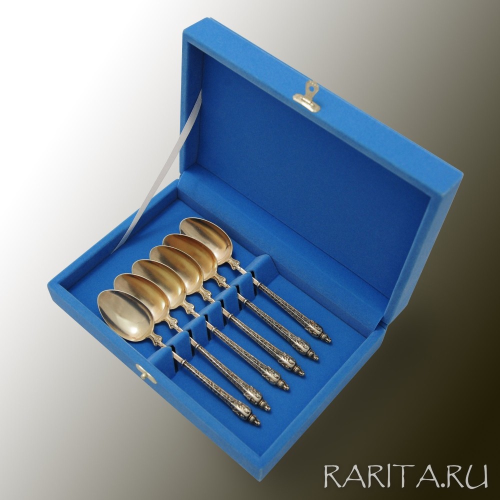 Французские ложки Арнуво, серебро и позолота, антиквариат Французские ложки Арнуво, серебро и позолота, антиквариат