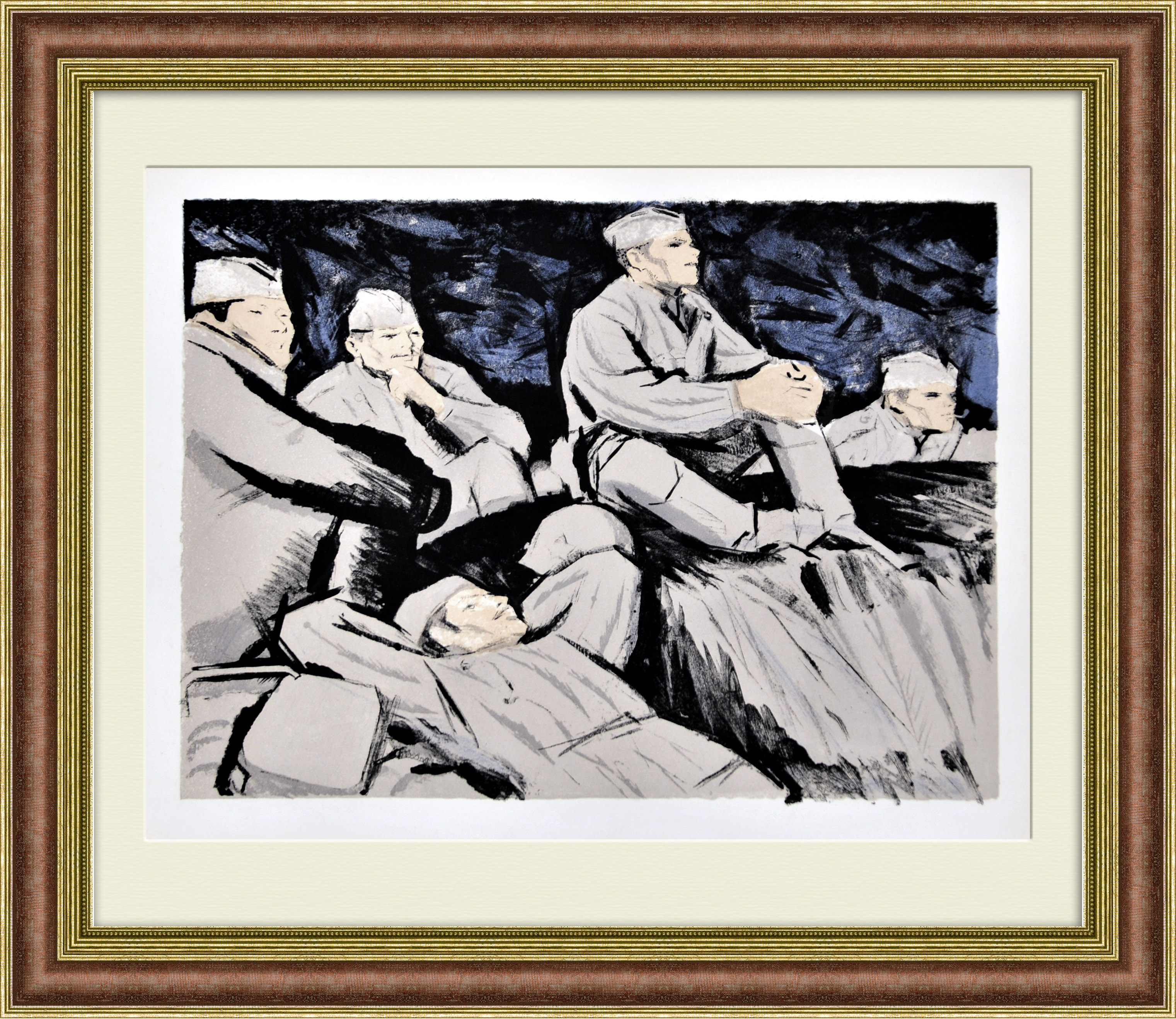 Солдаты в окопе. Редкая большая литография Солдаты в окопе. Редкая большая литография