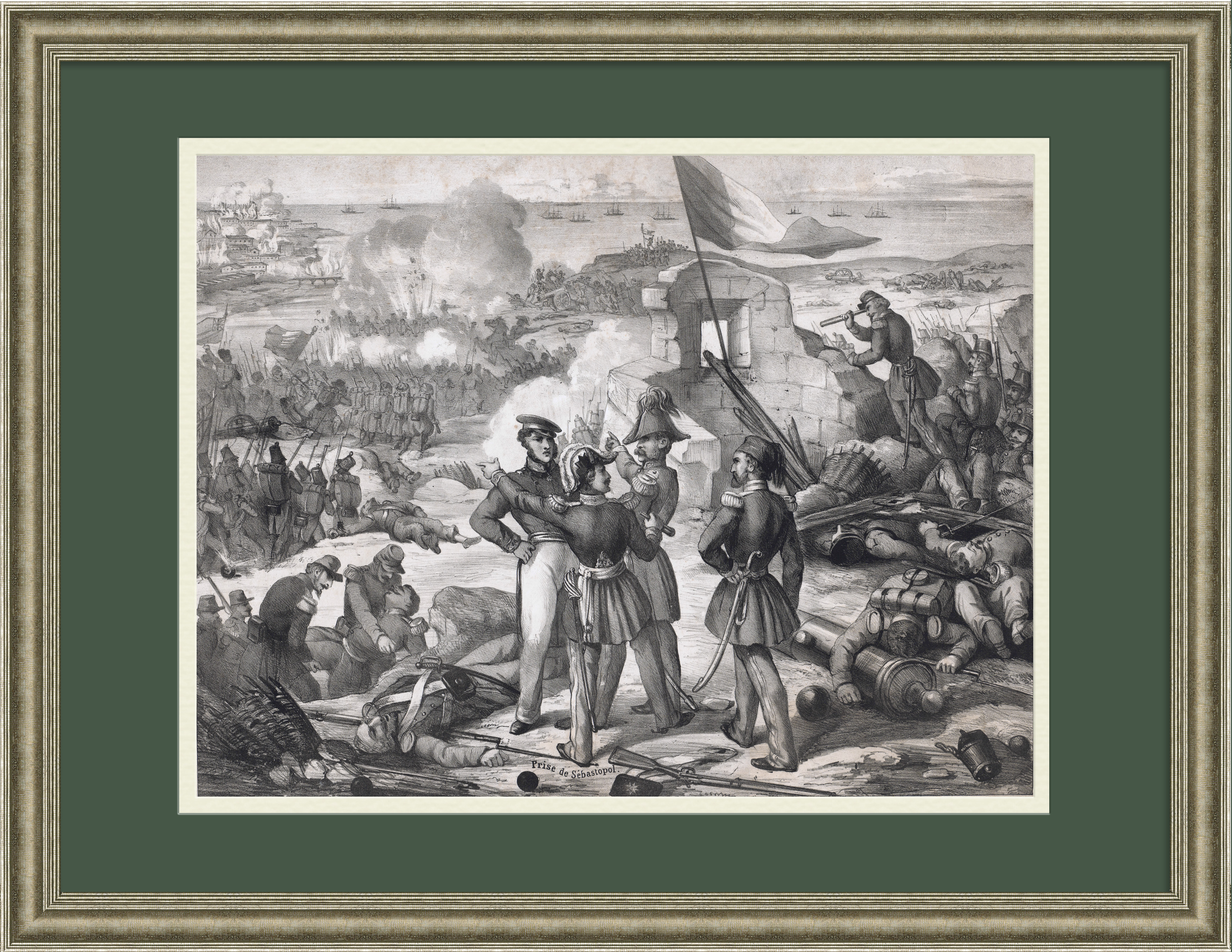 Крымская война, взятие Севастополя. Большая антикварная литография Крымская война, взятие Севастополя. Большая антикварная литография
