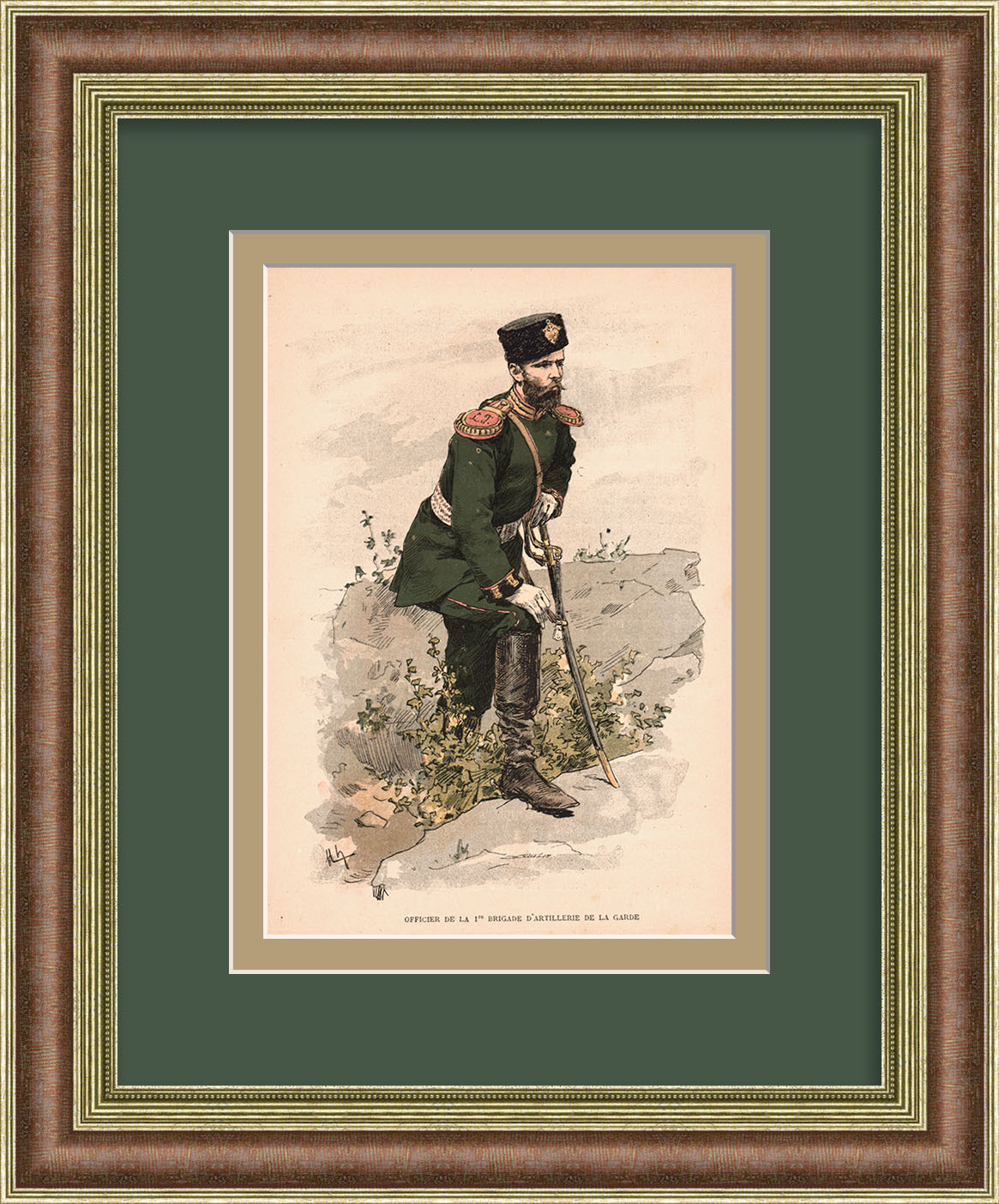 Офицер 1-й Лейб-гвардии Артиллерийской бригады. Старинная хромолитография Офицер 1-й Лейб-гвардии Артиллерийской бригады. Старинная хромолитография