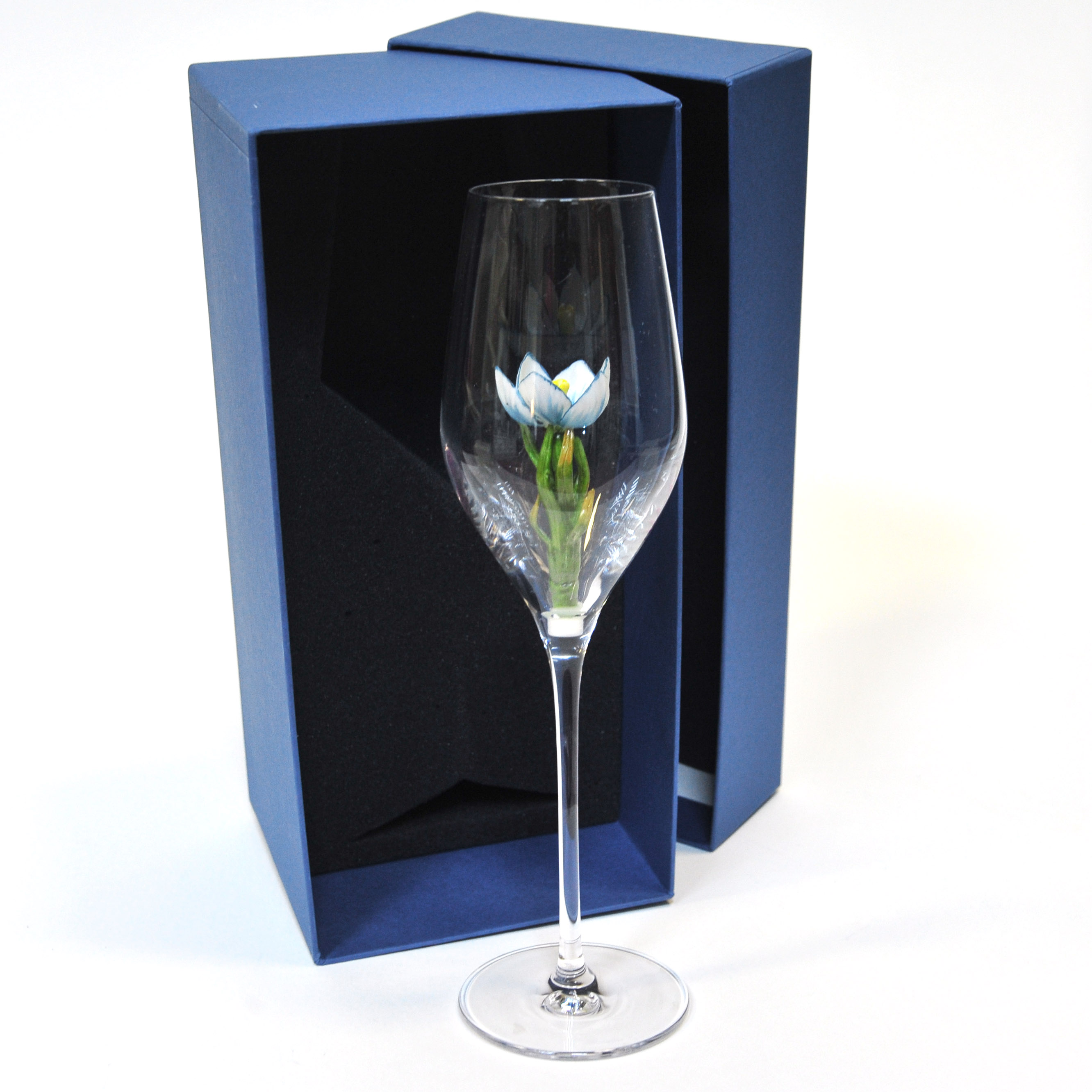 Бокал для шампанского Флюте, с весенним крокусом Бокал для шампанского Флюте, с весенним крокусом