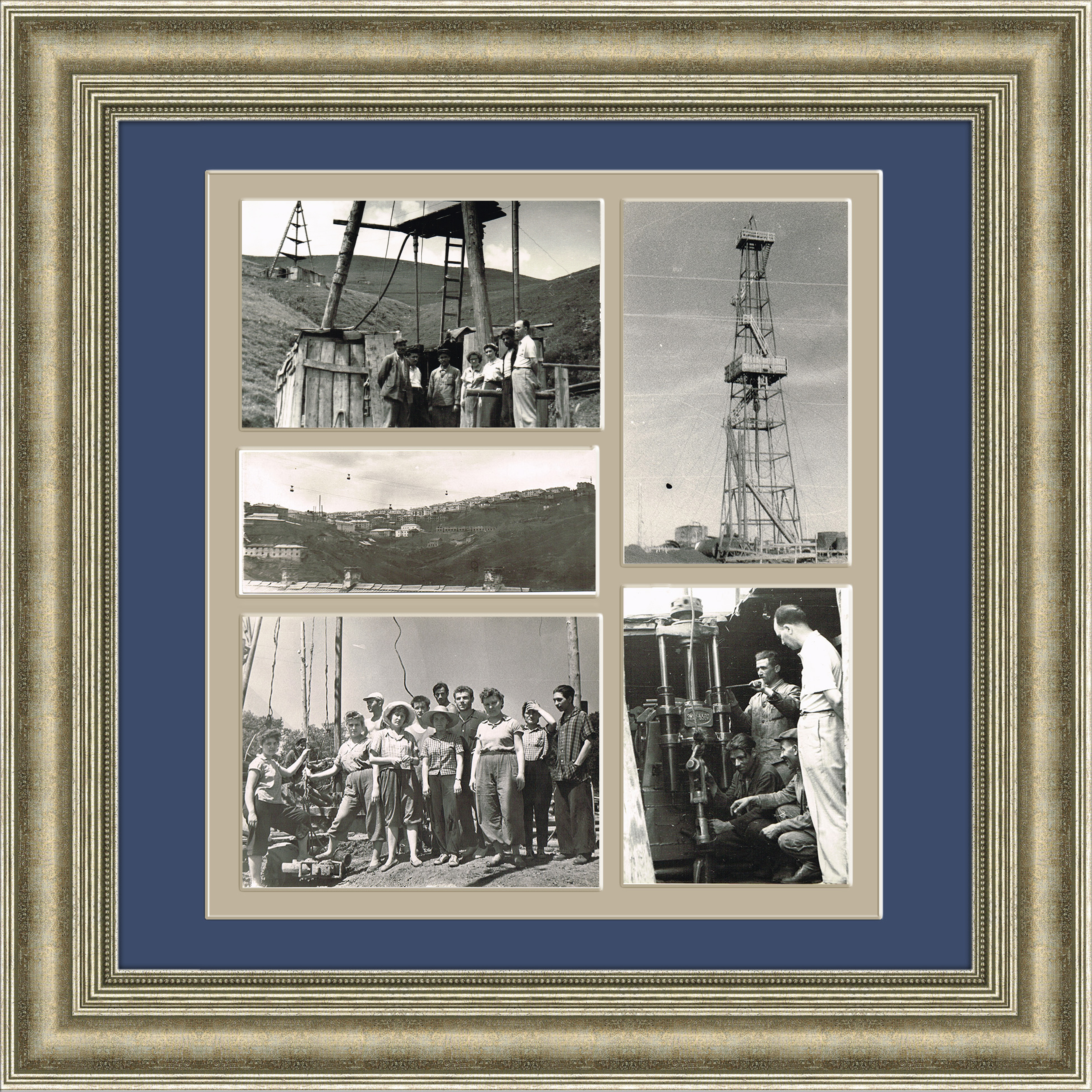 Нефтедобыча в Баку, панно с архивными фото, 1960 г. Нефтедобыча в Баку, панно с архивными фото, 1960 г.