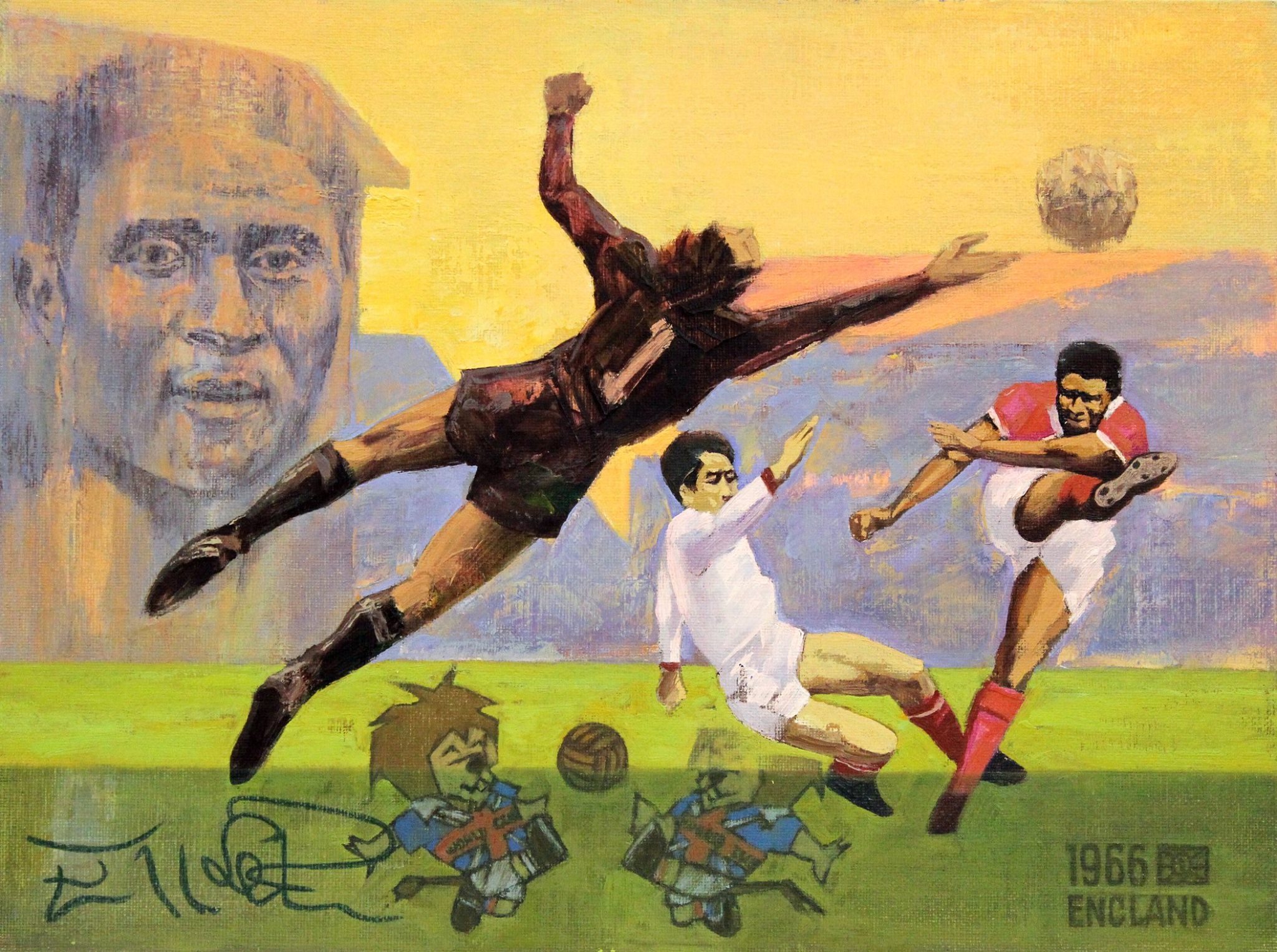 Эйсебио и Ли Чан Мюн, футбол. Современная живопись Эйсебио и Ли Чан Мюн, футбол. Современная живопись