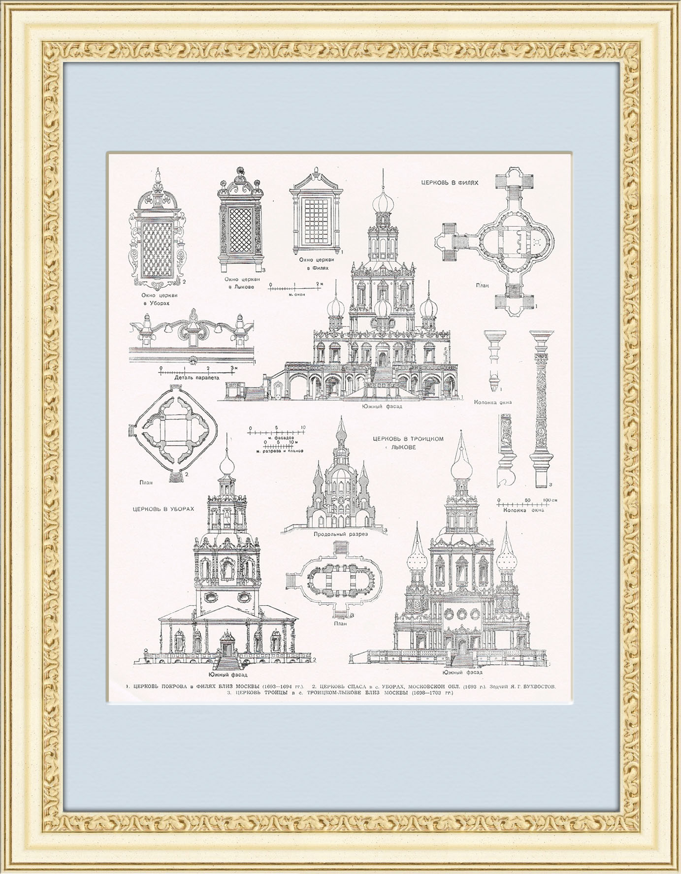 Церкви Москвы и области, архитектура. Винтажная иллюстрация Церкви Москвы и области, архитектура. Винтажная иллюстрация