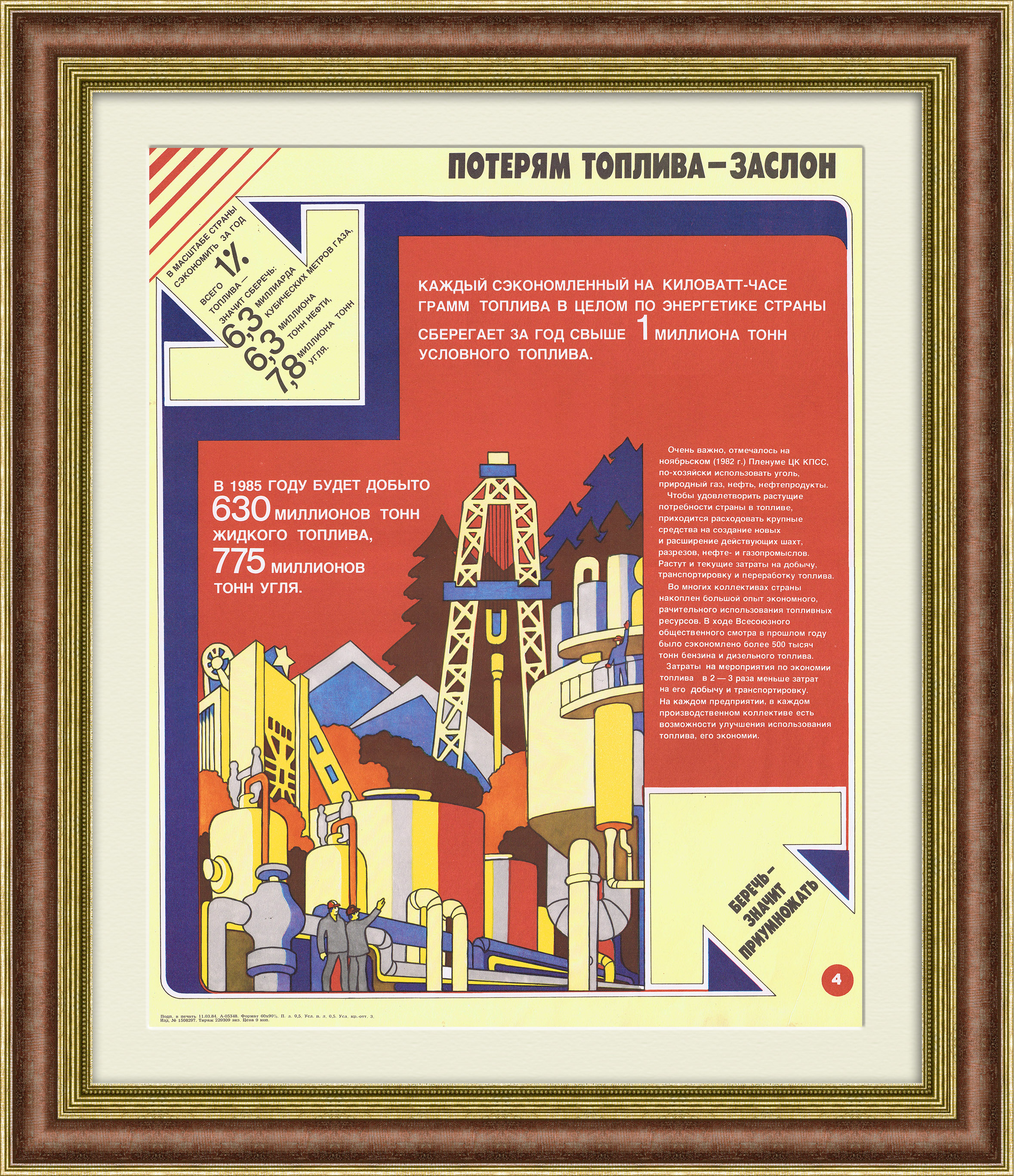 Потерям топлива - заслон! Советский плакат 1984 года Потерям топлива - заслон! Советский плакат 1984 года