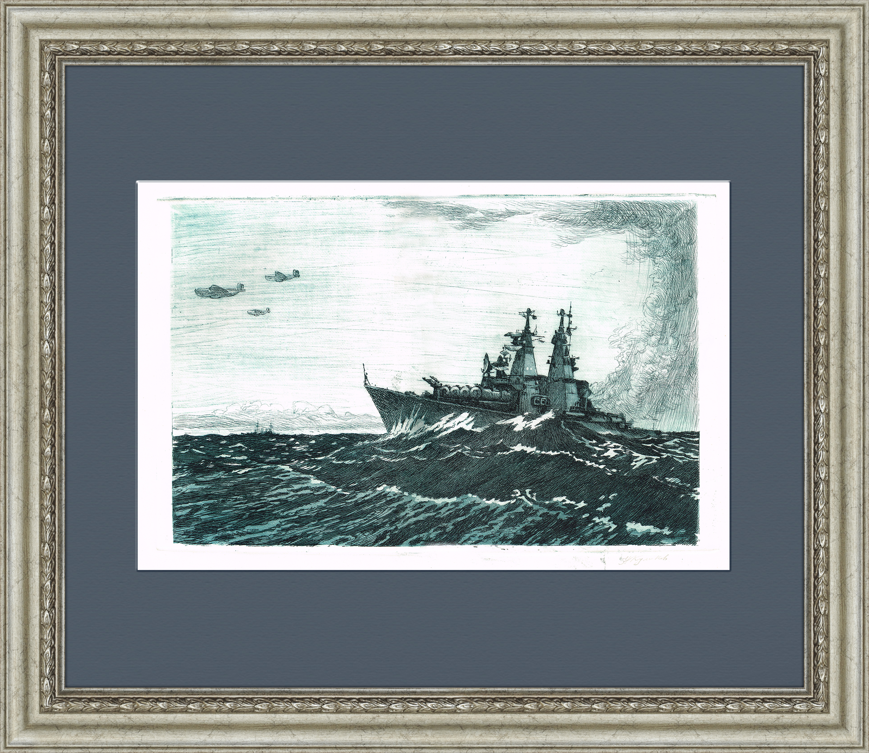 Морское сражение, авторский офорт Морское сражение, авторский офорт