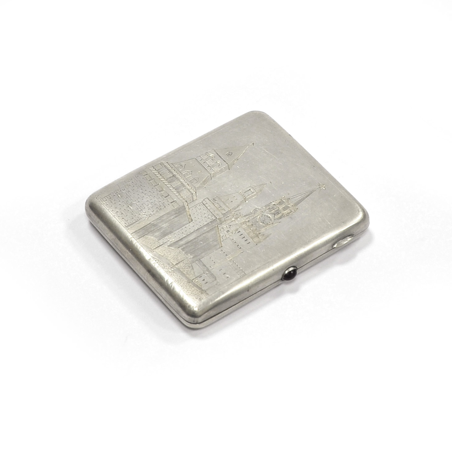Старинный серебряный портсигар. Башни Московского Кремля, серебро 875 пробы Старинный серебряный портсигар. Башни Московского Кремля, серебро 875 пробы