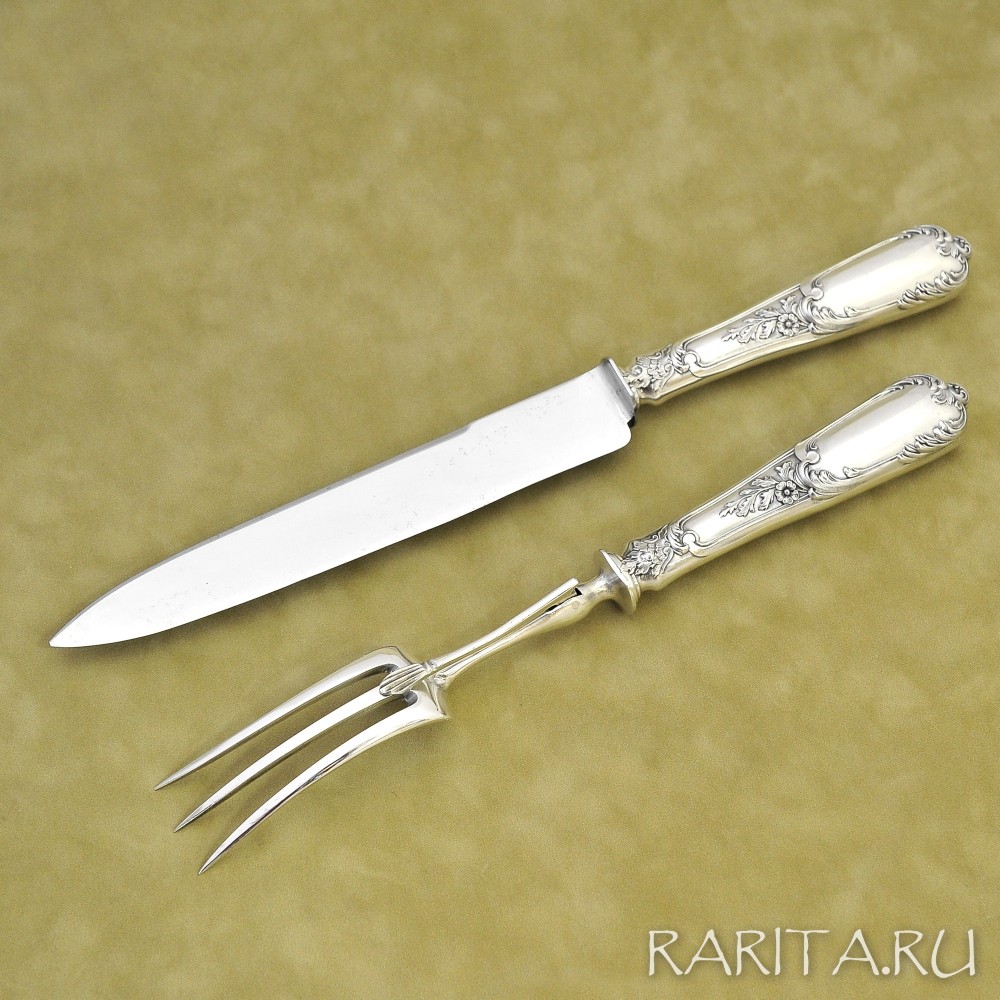Набор для дичи/мяса в стиле Людовика XV, антикварное серебро Набор для дичи/мяса в стиле Людовика XV, антикварное серебро