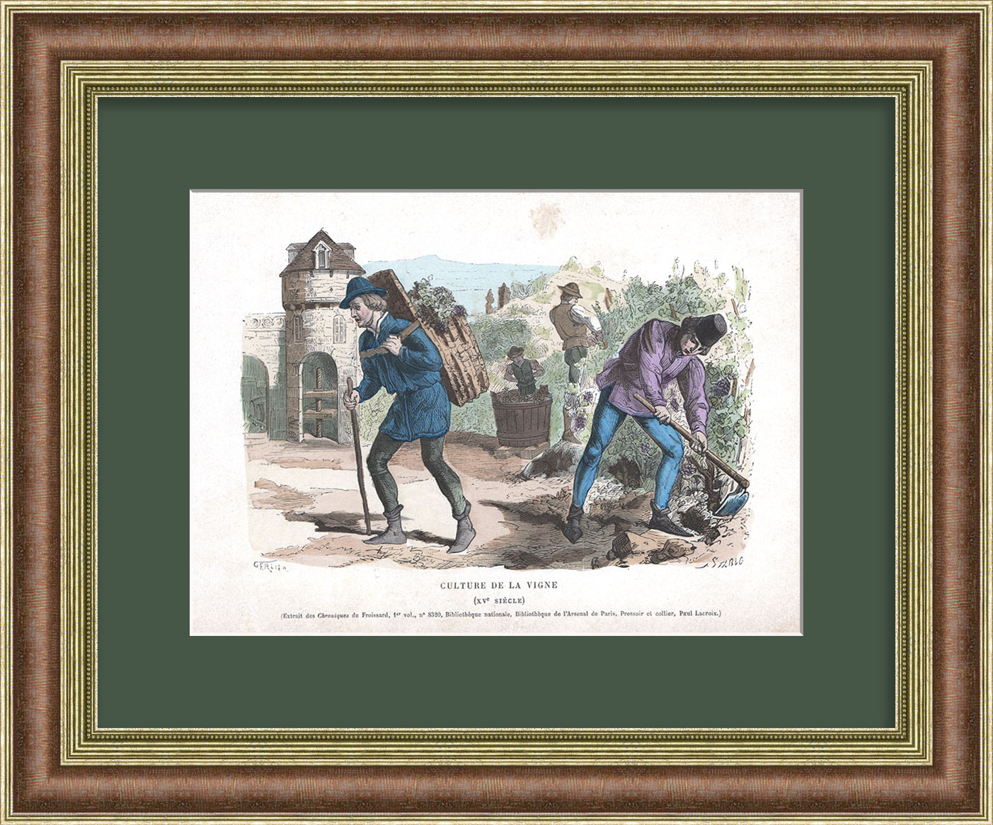 Виноградарство и виноделие в средневековой Франции. Старинная гравюра Виноградарство и виноделие в средневековой Франции. Старинная гравюра