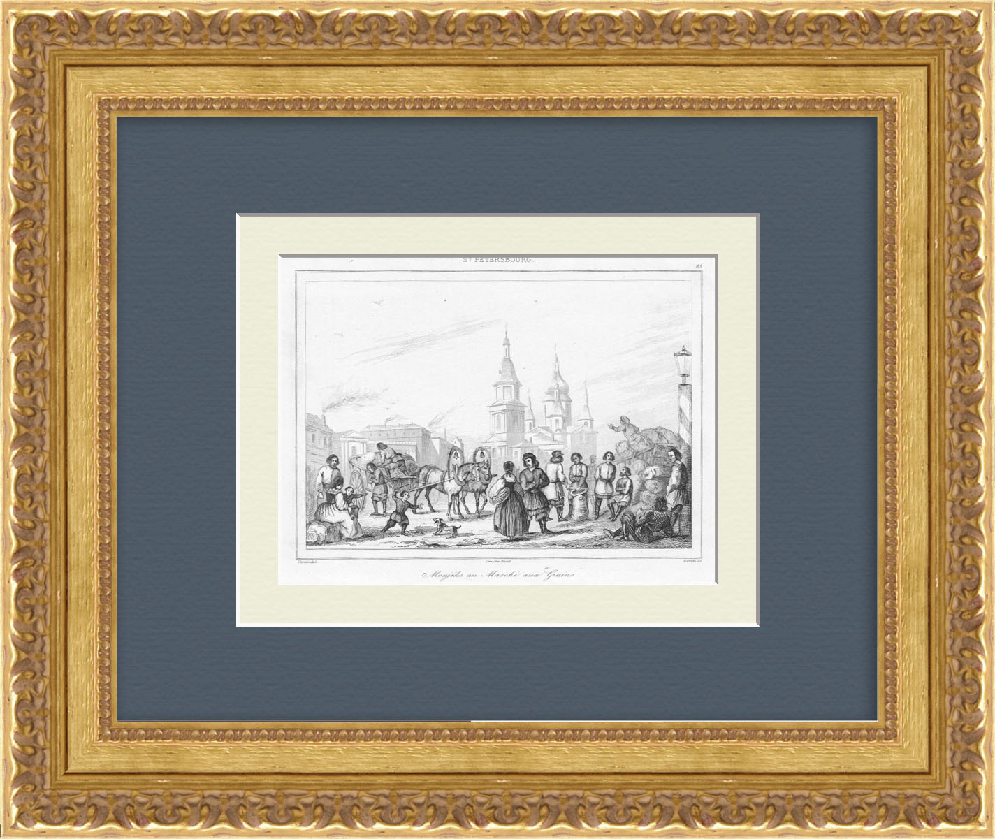 Русский рынок. Старинная гравюра Русский рынок. Старинная гравюра