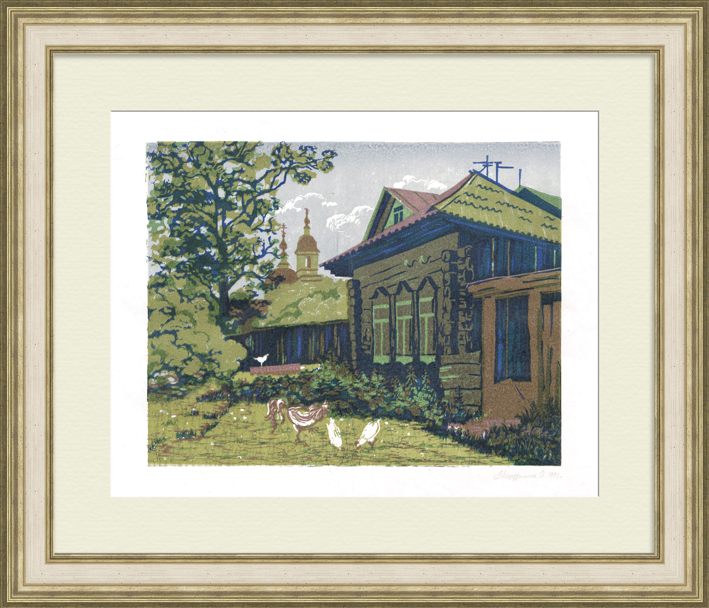 Лето в деревне. Винтажная гравюра Лето в деревне. Винтажная гравюра