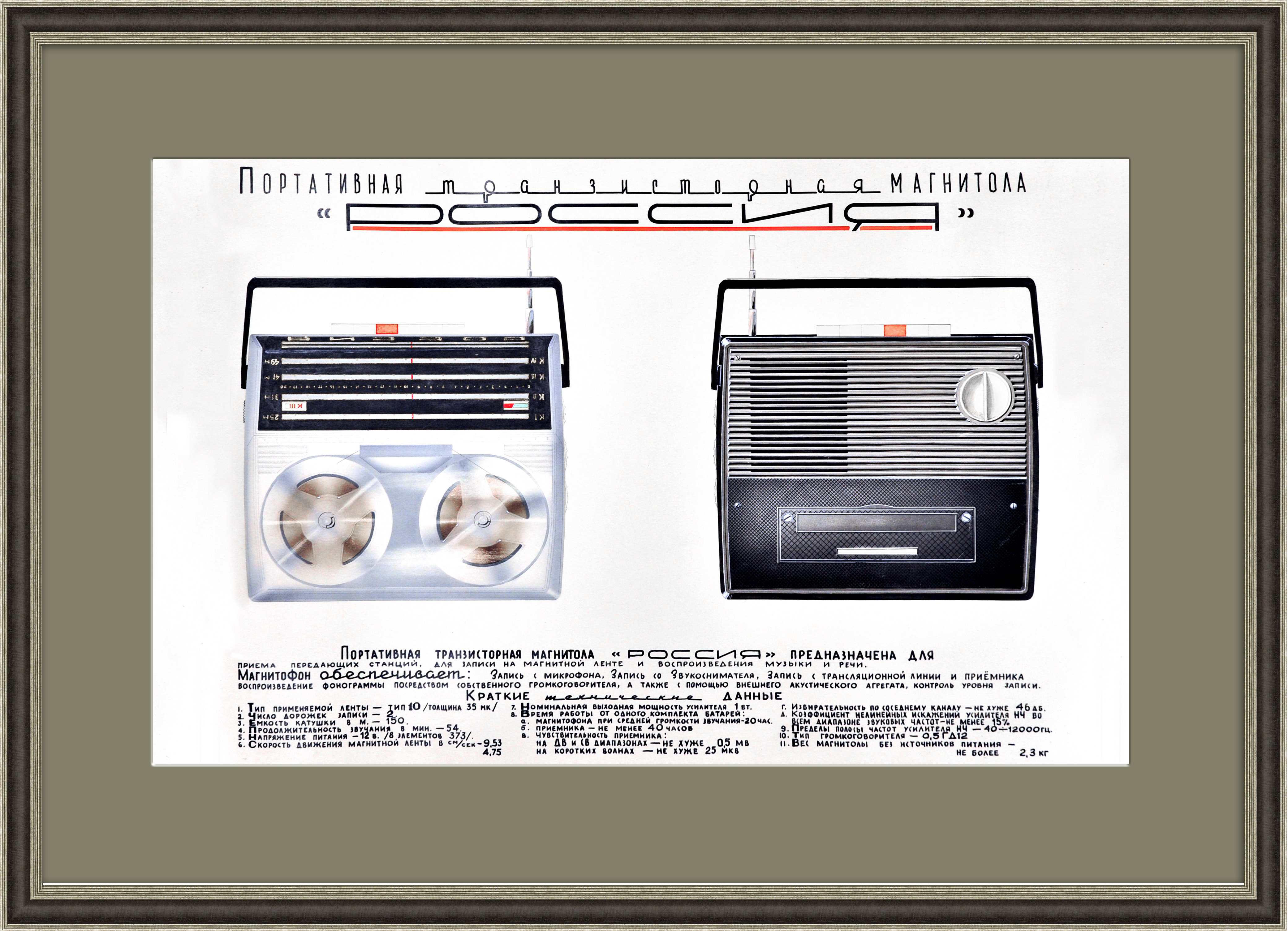 Макет плаката "Магнитола "Россия", раритет ручной работы Макет плаката "Магнитола "Россия", раритет ручной работы