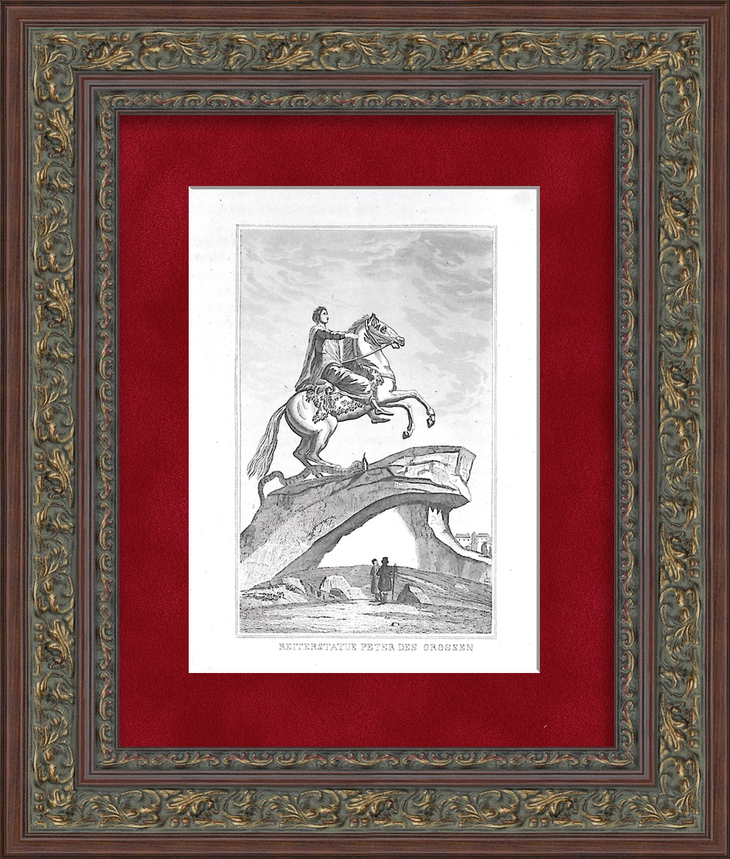 Медный всадник, Санкт-Петербург. Старинная гравюра 19 века Медный всадник, Санкт-Петербург. Старинная гравюра 19 века