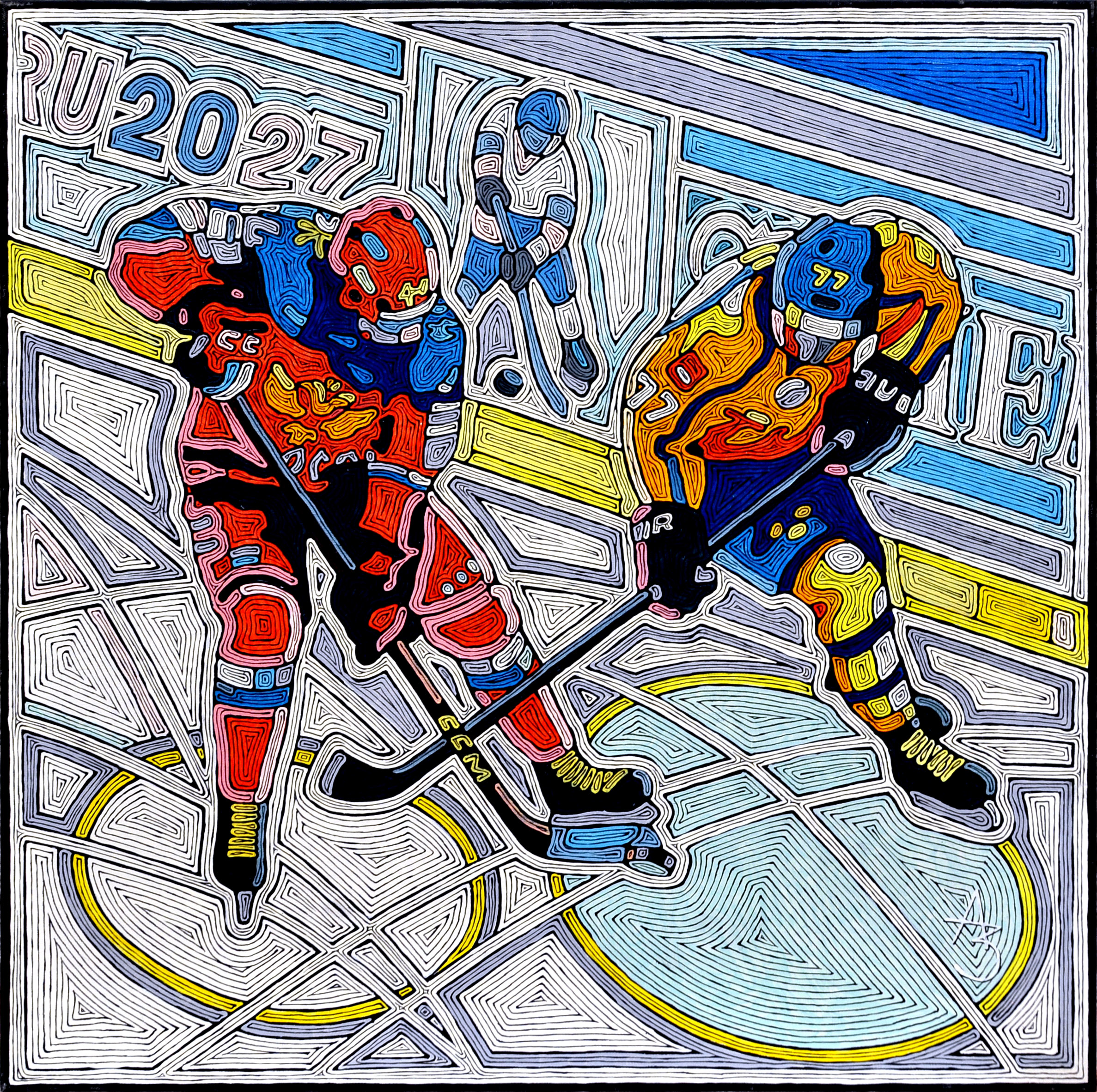 Хоккей. Игра у борта. Авторская живопись Хоккей. Игра у борта. Авторская живопись