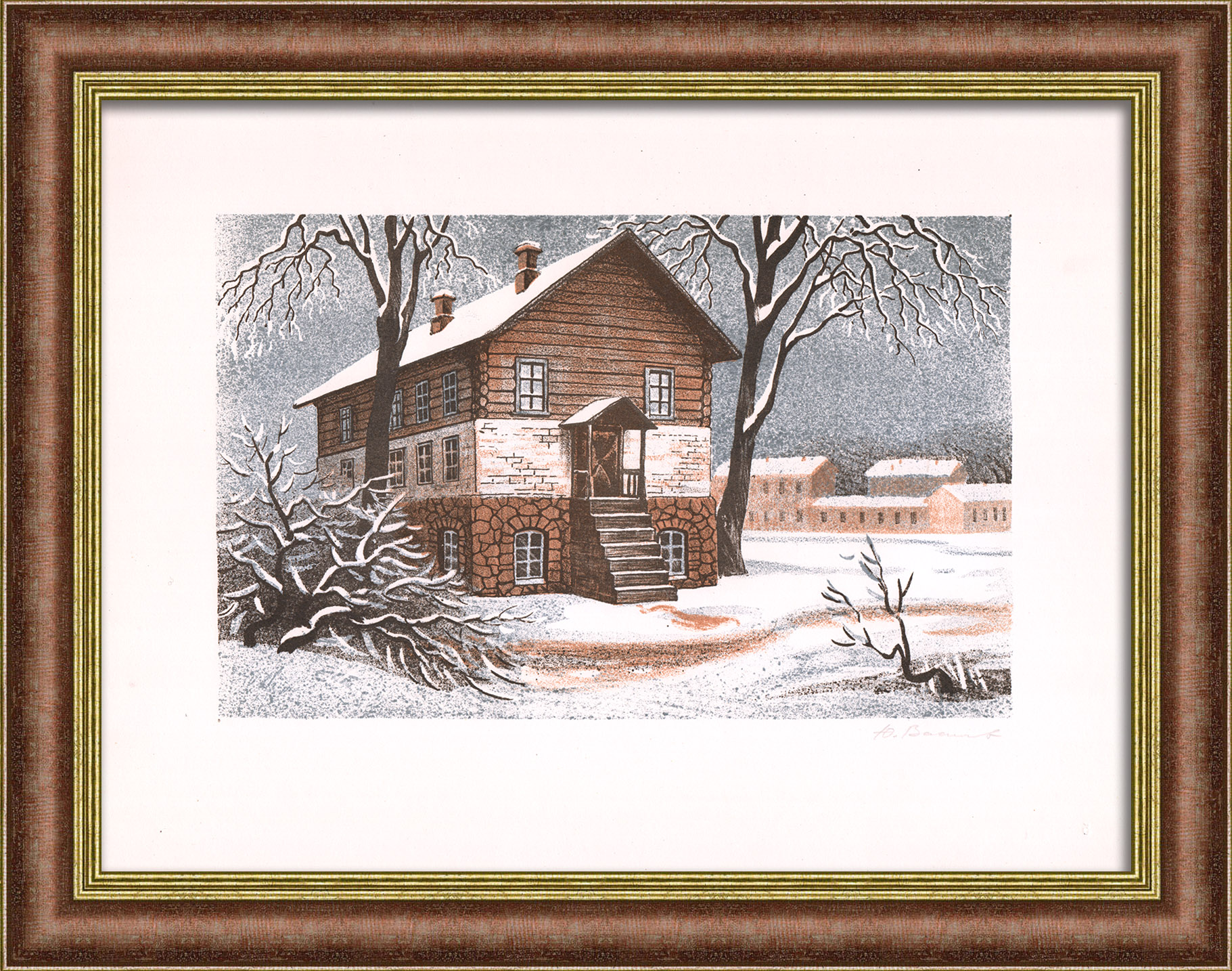 Выборгская сторона Санкт-Петербурга: трактир на улице Карбышева. Советская автолитография Выборгская сторона Санкт-Петербурга: трактир на улице Карбышева. Советская автолитография