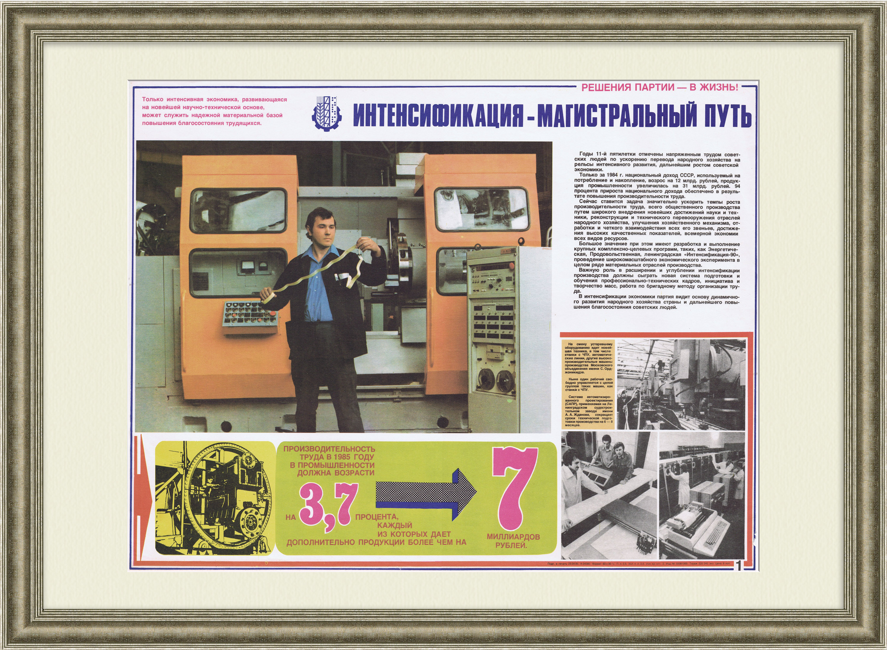 Интенсификация - магистральный путь экономики! Советский плакат Интенсификация - магистральный путь экономики! Советский плакат