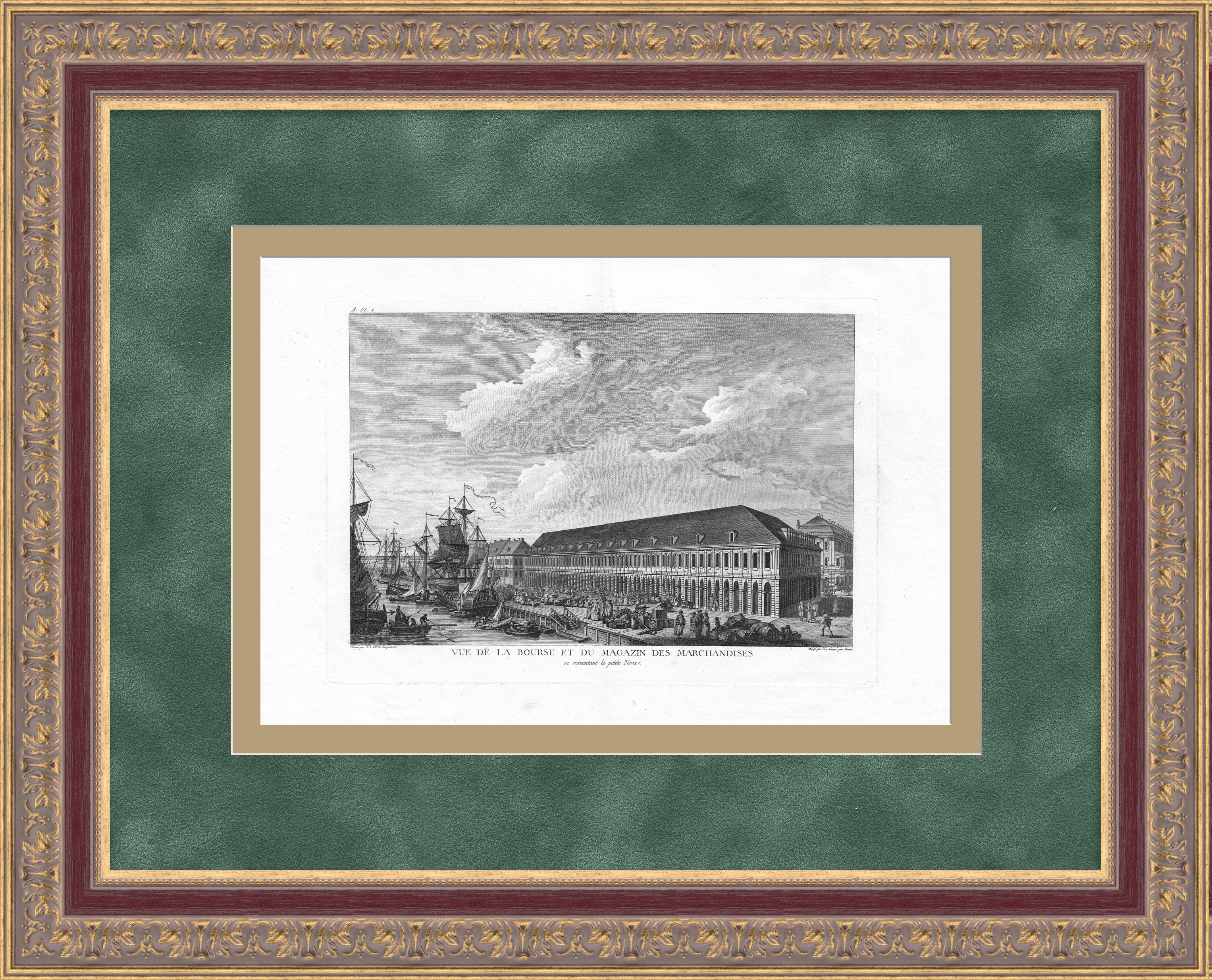 Вид Биржи и Гостиного двора со стороны Малой Невы, Санкт-Петербург. Редкая,уникальная гравюра 18 века Вид Биржи и Гостиного двора со стороны Малой Невы, Санкт-Петербург. Редкая,уникальная гравюра 18 века