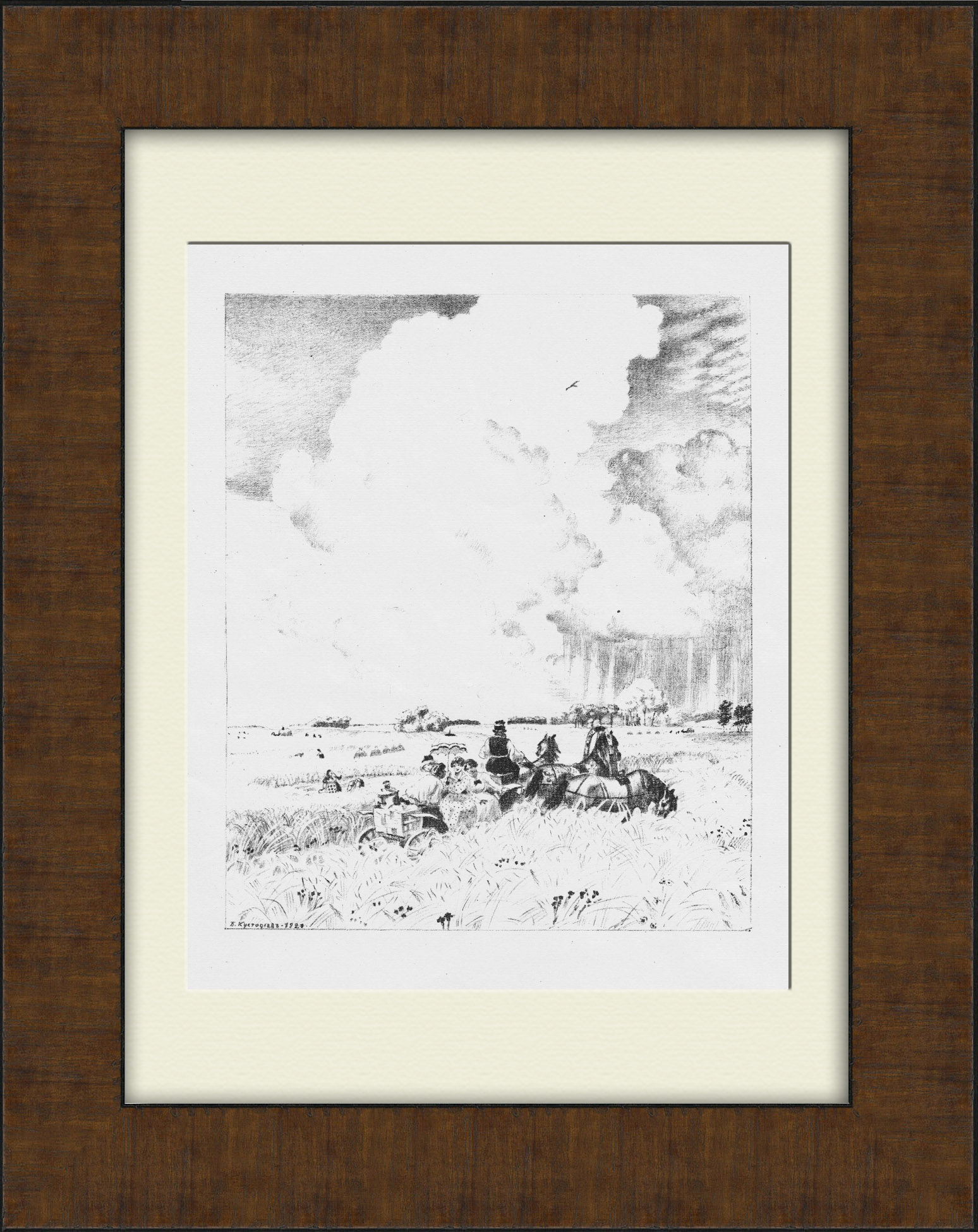 Лето. Автолитография Б.М. Кустодиева, 1921 год, раритет! Лето. Автолитография Б.М. Кустодиева, 1921 год, раритет!