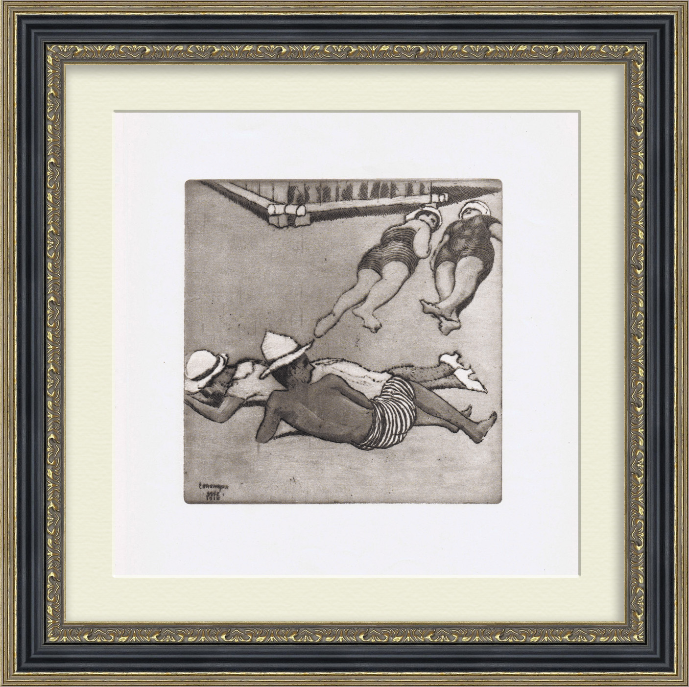 На пляже в Евпатории. Гравюра И. Нивинского, 1925 год На пляже в Евпатории. Гравюра И. Нивинского, 1925 год