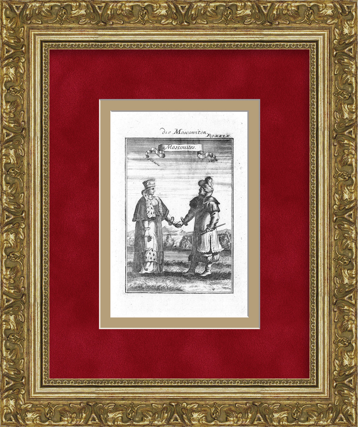 Жители Московии. Уникальная, старинная гравюра на меди 17 века Жители Московии. Уникальная, старинная гравюра на меди 17 века