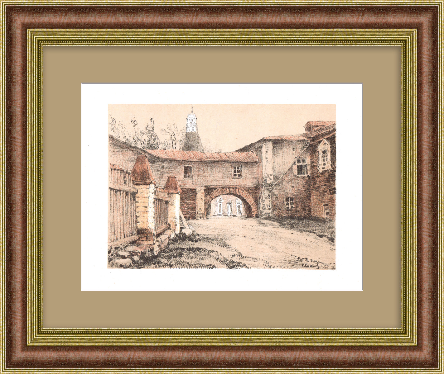 Симонов монастырь, Старая Москва. Авторская литография Симонов монастырь, Старая Москва. Авторская литография