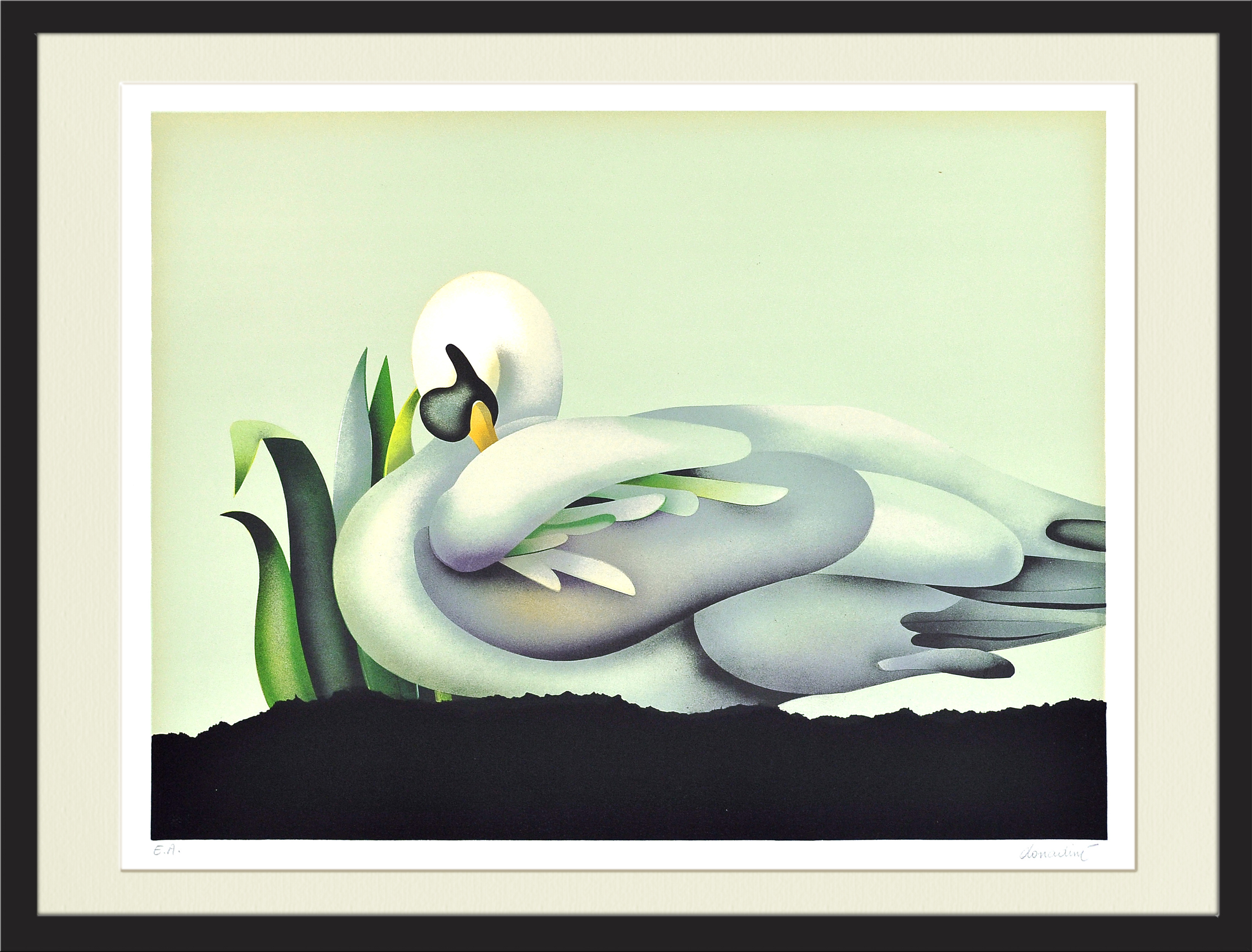 Спящий лебедь, авторская литография Ж.-П. Донадини Спящий лебедь, авторская литография Ж.-П. Донадини