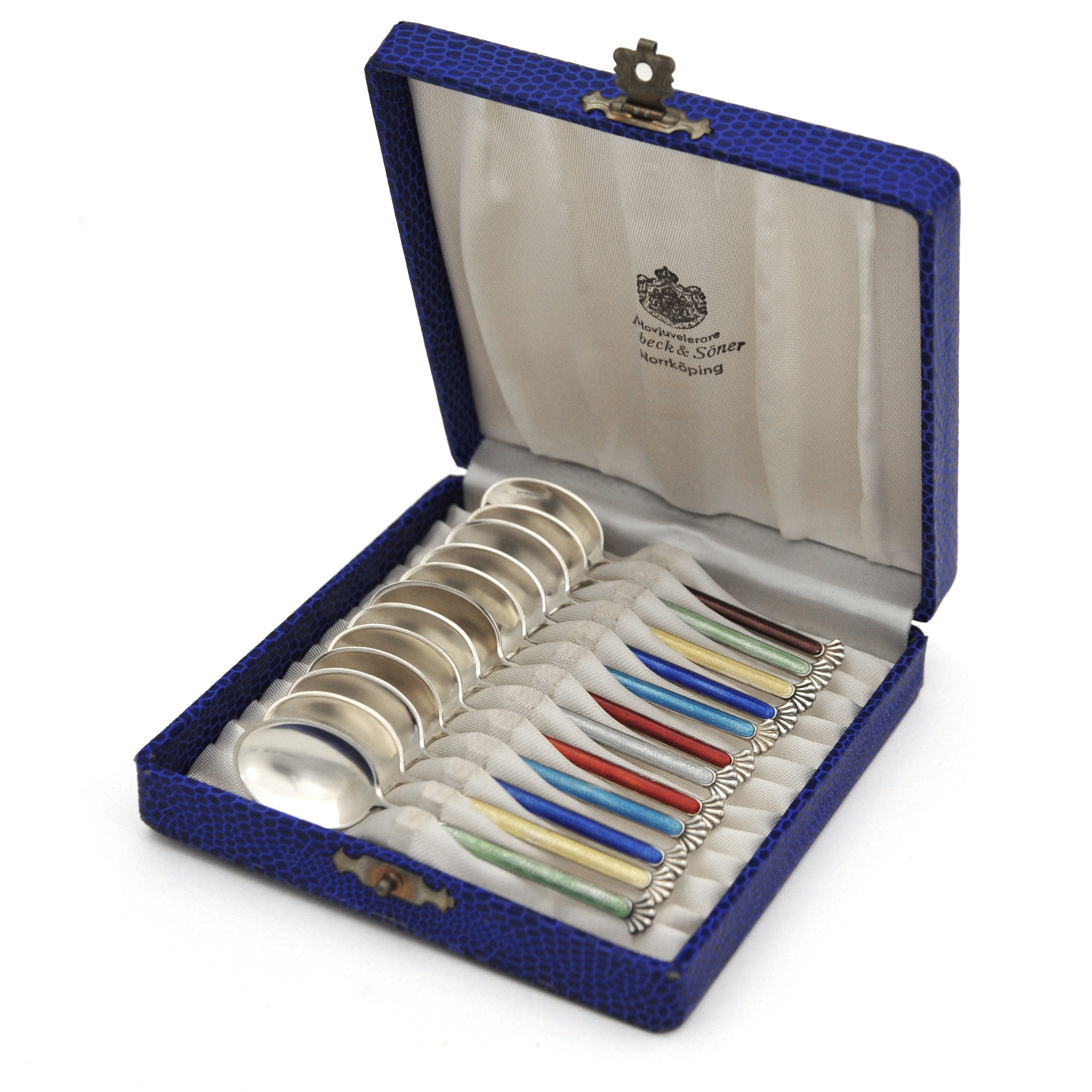 Набор из 12 кофейных ложек с стиле модерн. Серебро 925 пробы Набор из 12 кофейных ложек с стиле модерн. Серебро 925 пробы