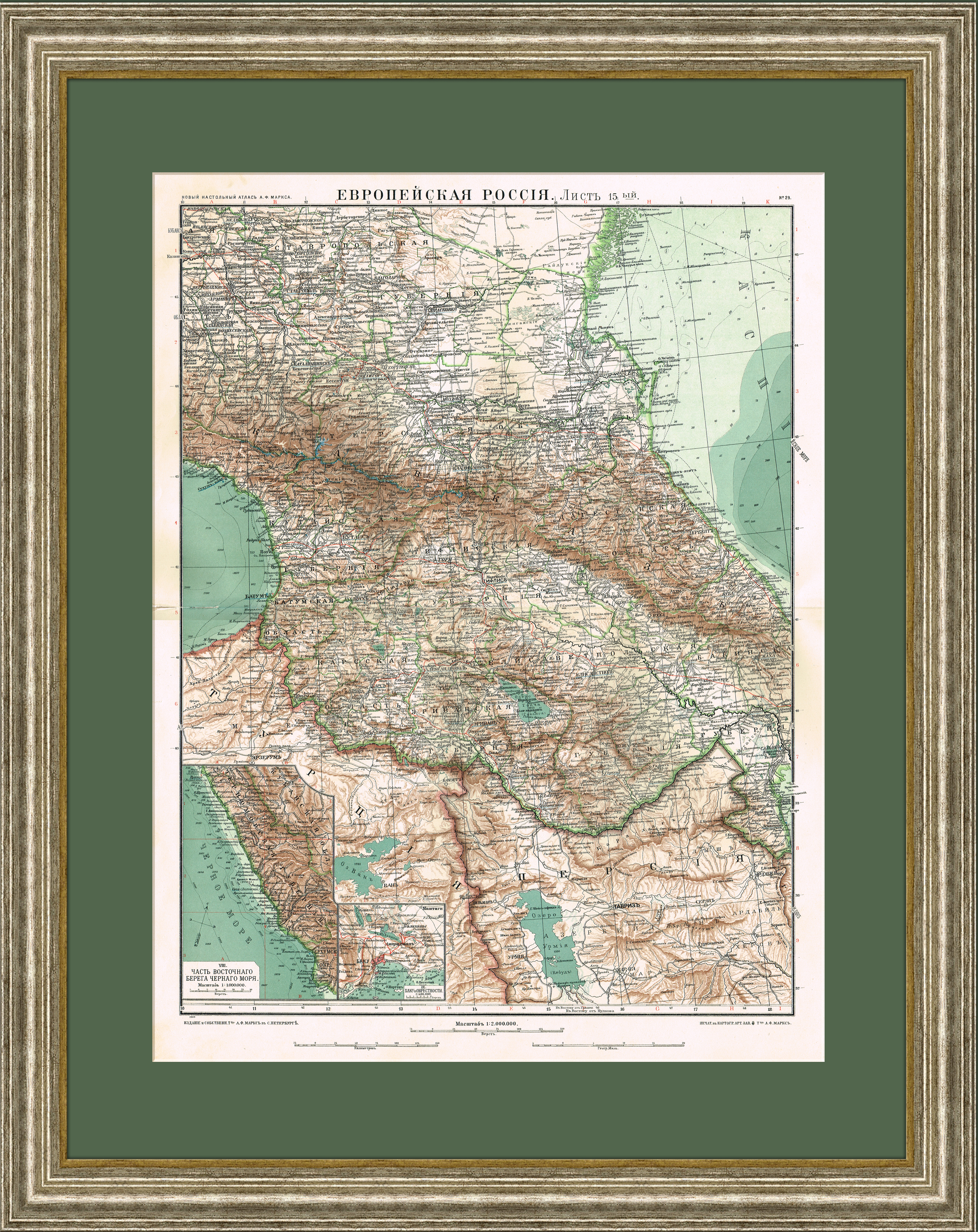 Карта Кавказа, 1909 г., кабинетный формат Карта Кавказа, 1909 г., кабинетный формат