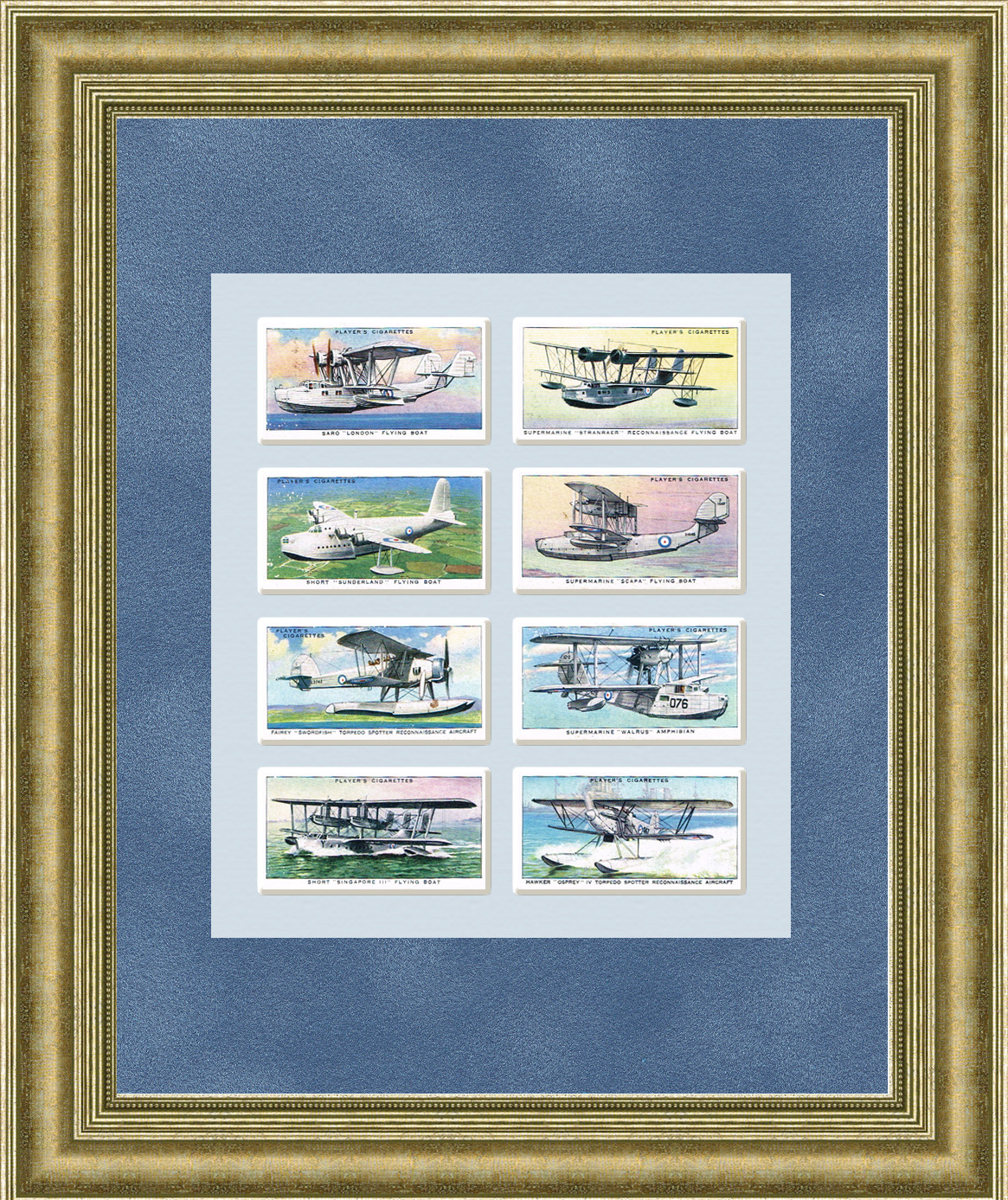 Гидросамолеты в 1930-х, коллекционные карточки в раме Гидросамолеты в 1930-х, коллекционные карточки в раме