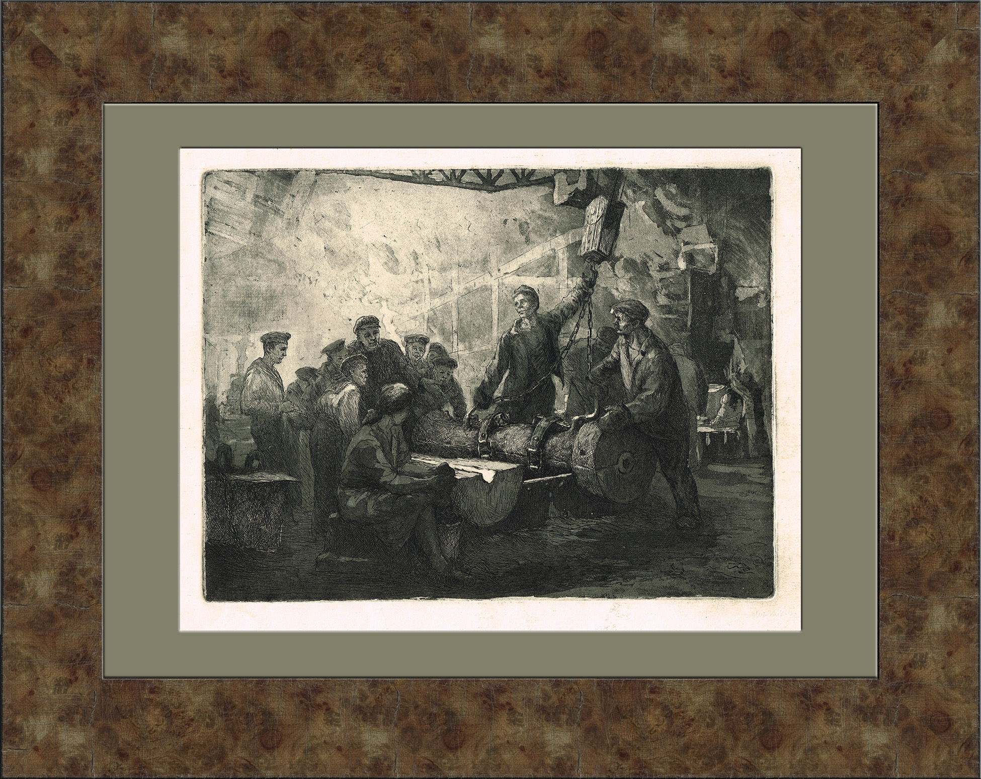 Металлурги - флоту. Офорт Житникова "Отливка пушек" Металлурги - флоту. Офорт Житникова "Отливка пушек"