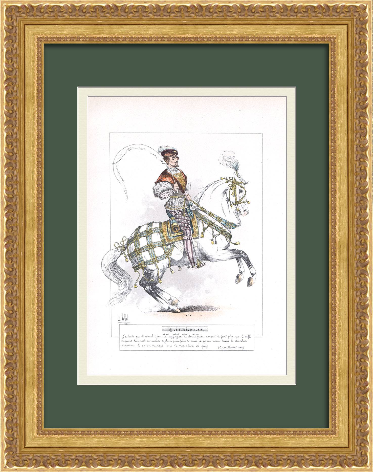 Чезаре Фьяско - основатель школы верховой езды Возрождения. Старинная гравюра 29 века Чезаре Фьяско - основатель школы верховой езды Возрождения. Старинная гравюра 29 века