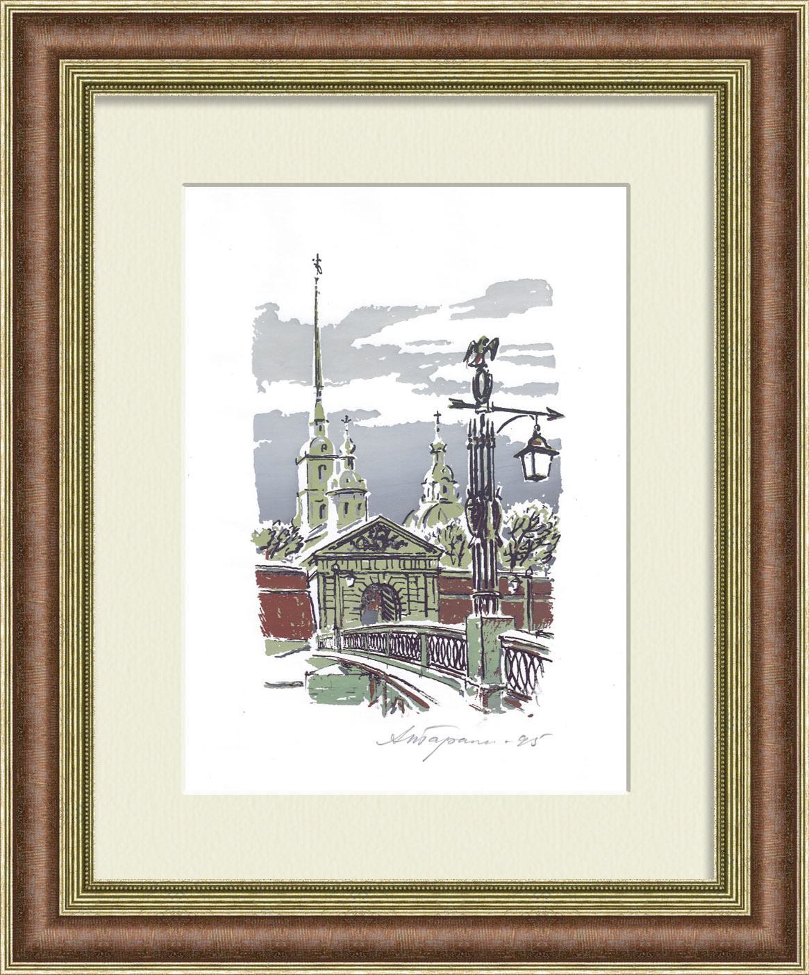 Петропавловская крепость в Санкт-Петербурге. Авторский эстамп Петропавловская крепость в Санкт-Петербурге. Авторский эстамп