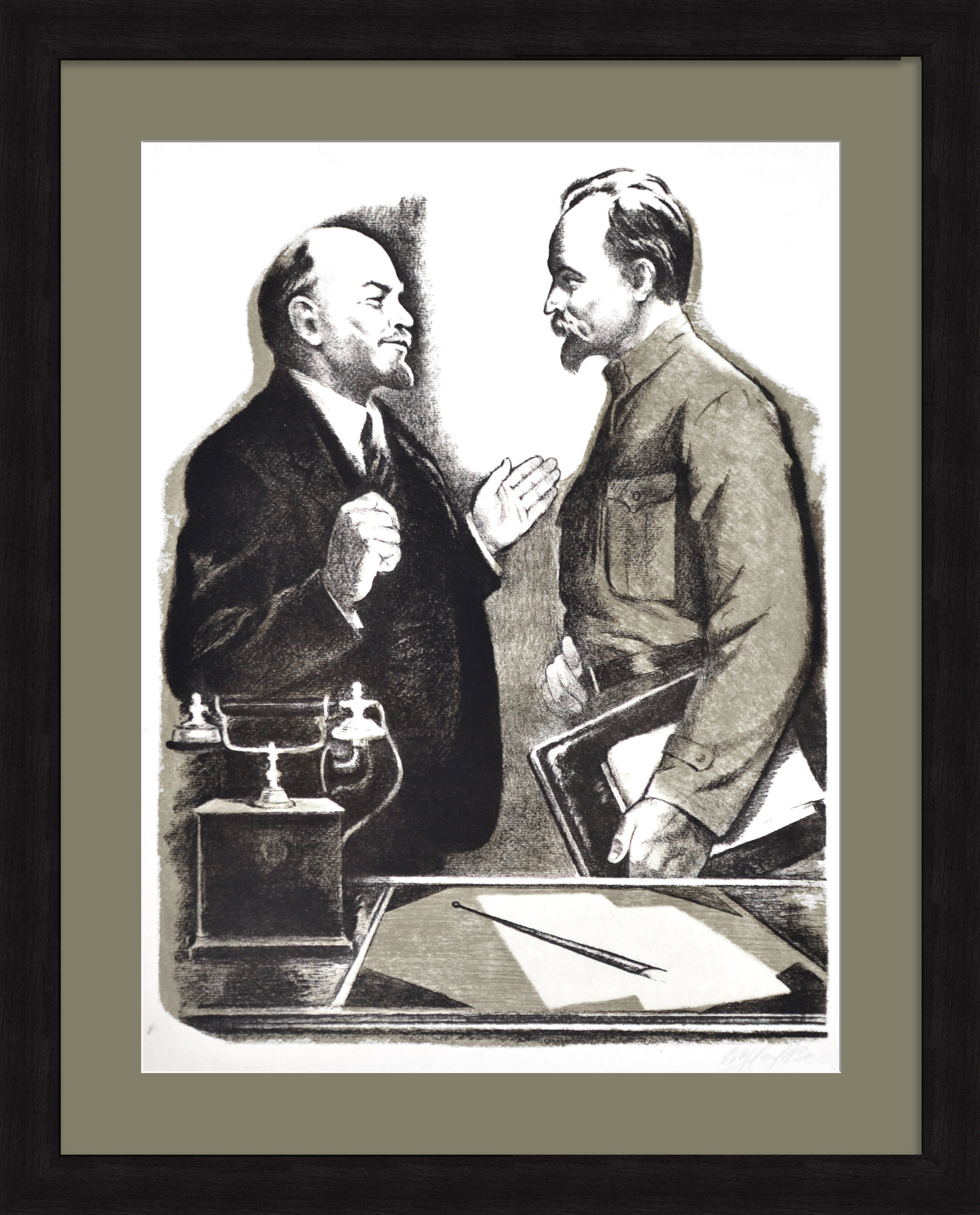 Ленин и Дзержинский. Старинная, авторская литография Ленин и Дзержинский. Старинная, авторская литография