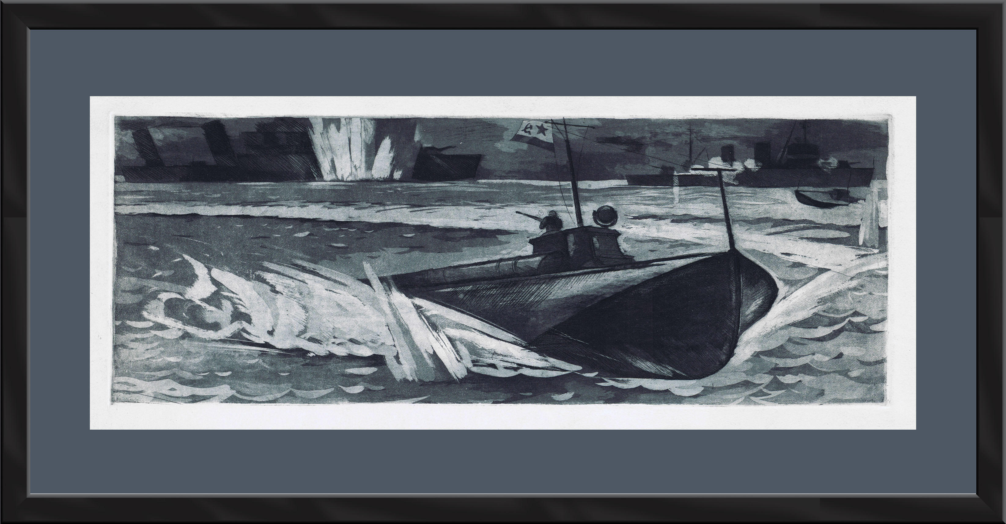 Торпедный катер в бою. ВМФ СССР, большая гравюра Торпедный катер в бою. ВМФ СССР, большая гравюра