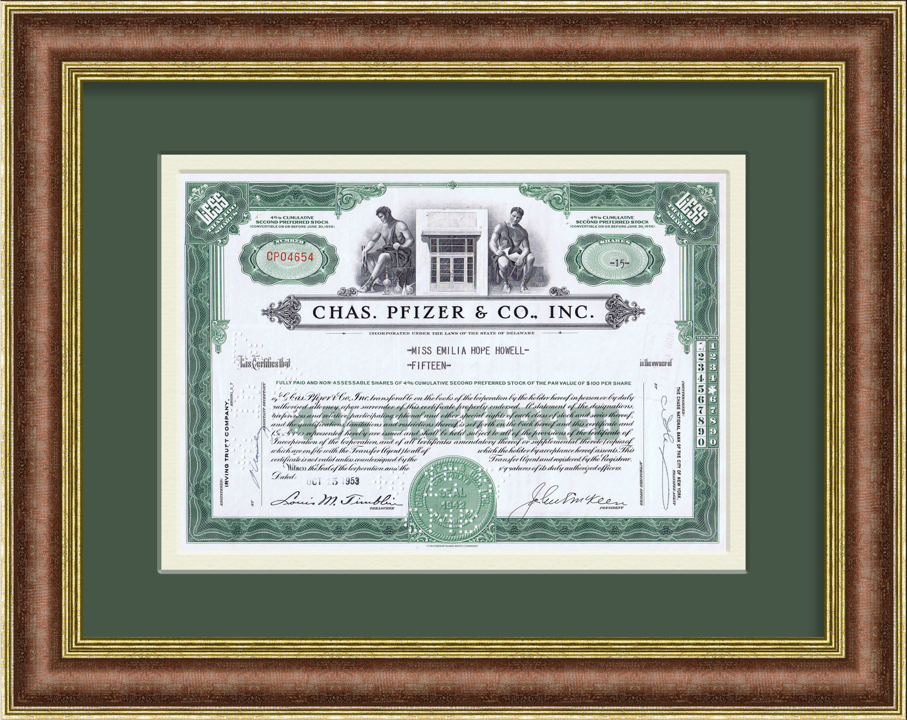 Pfizer, производитель вакцин, сертификат на 15 акций Pfizer, производитель вакцин, сертификат на 15 акций